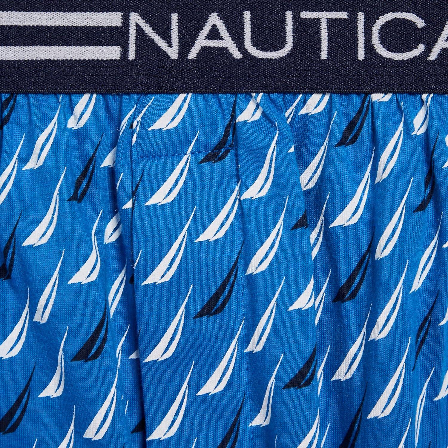 imageNautica Mens Classic Cotton Loose Knit BoxerMix Sail Printspinner Blue