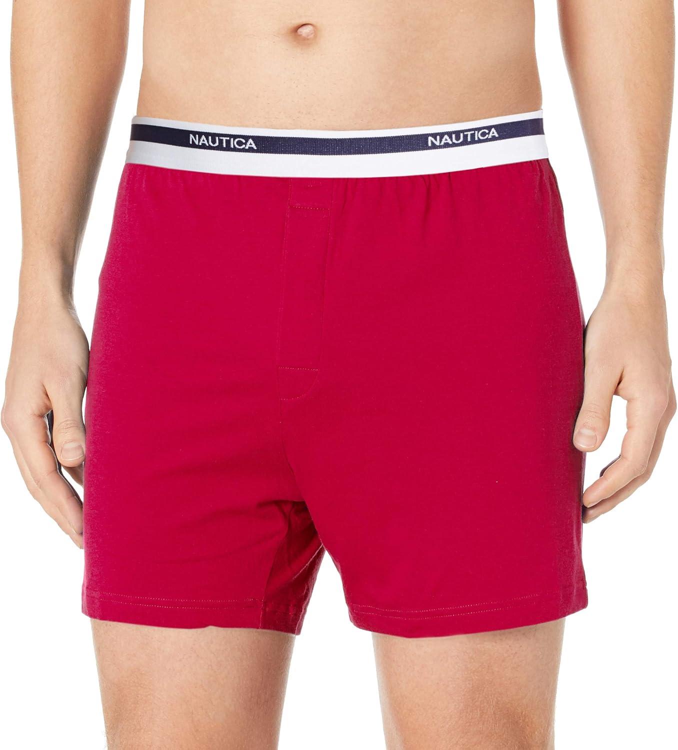 imageNautica Mens Classic Cotton Loose Knit BoxerNautica Red