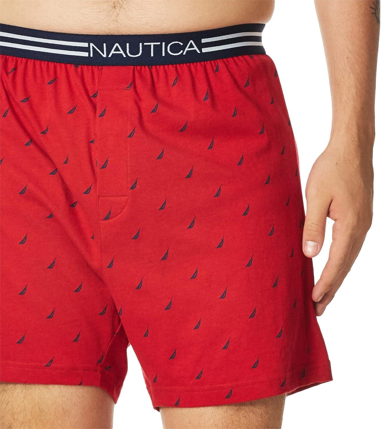 imageNautica Mens Classic Cotton Loose Knit BoxerSailsNautica Red