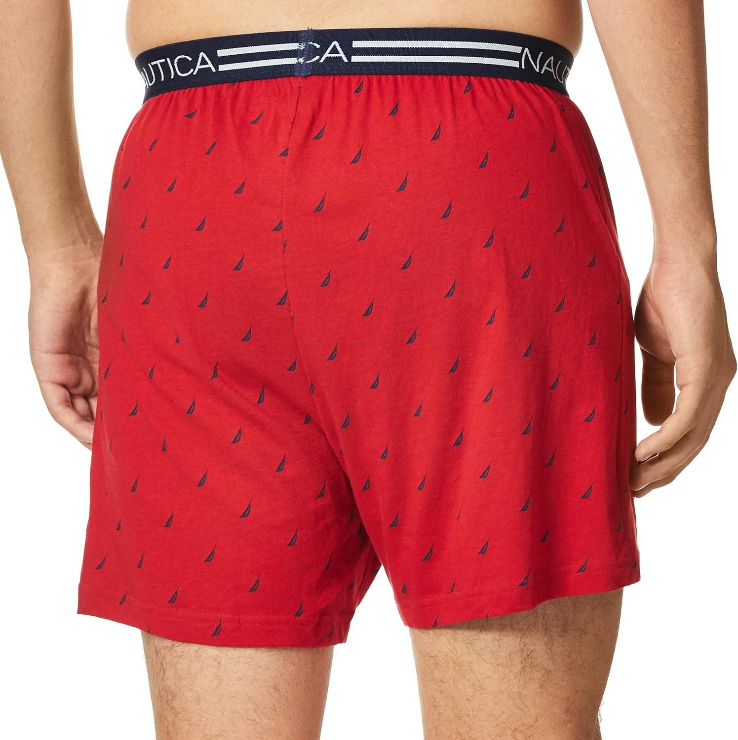 imageNautica Mens Classic Cotton Loose Knit BoxerSailsNautica Red