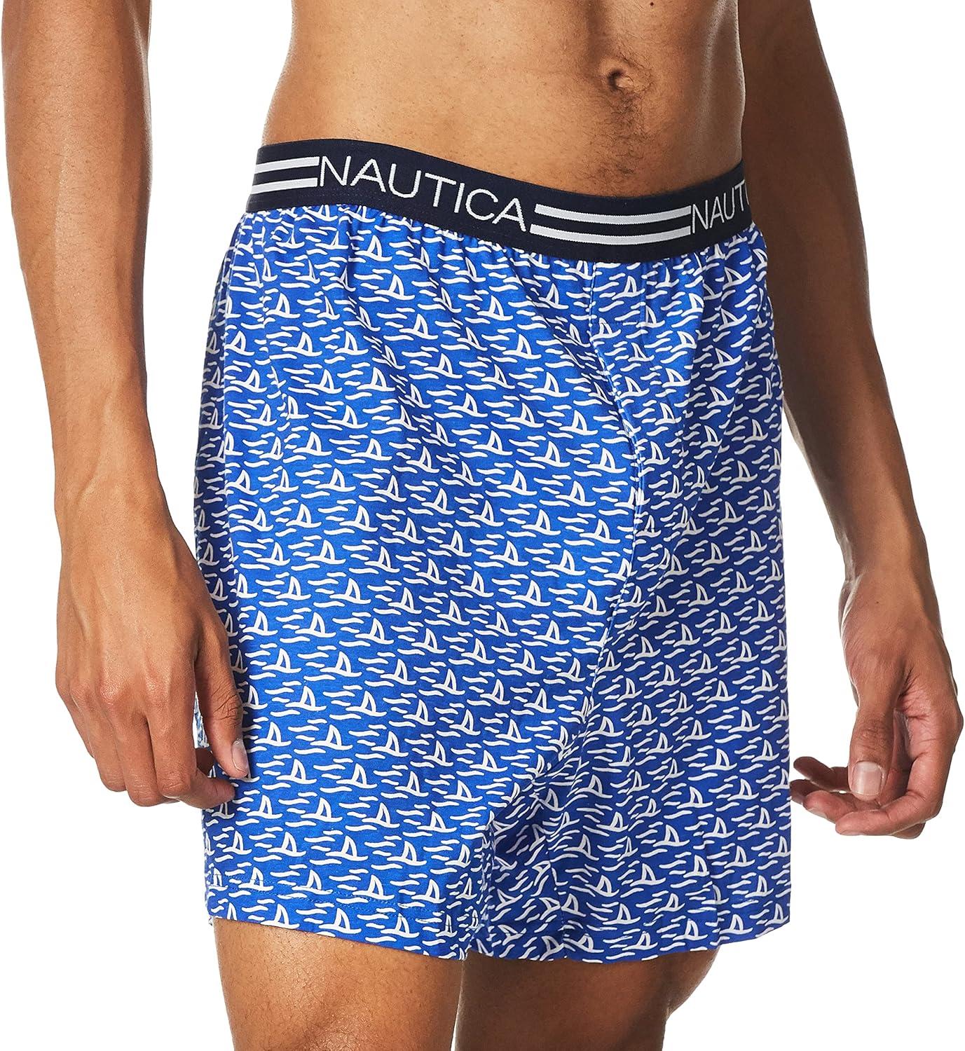imageNautica Mens Classic Cotton Loose Knit BoxerShark AttackBright Blue