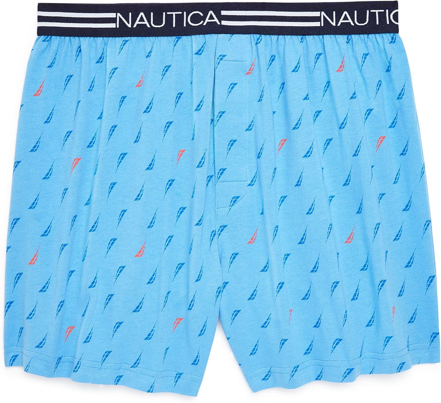 imageNautica Mens Classic Cotton Loose Knit BoxerStripe SailAero Blue