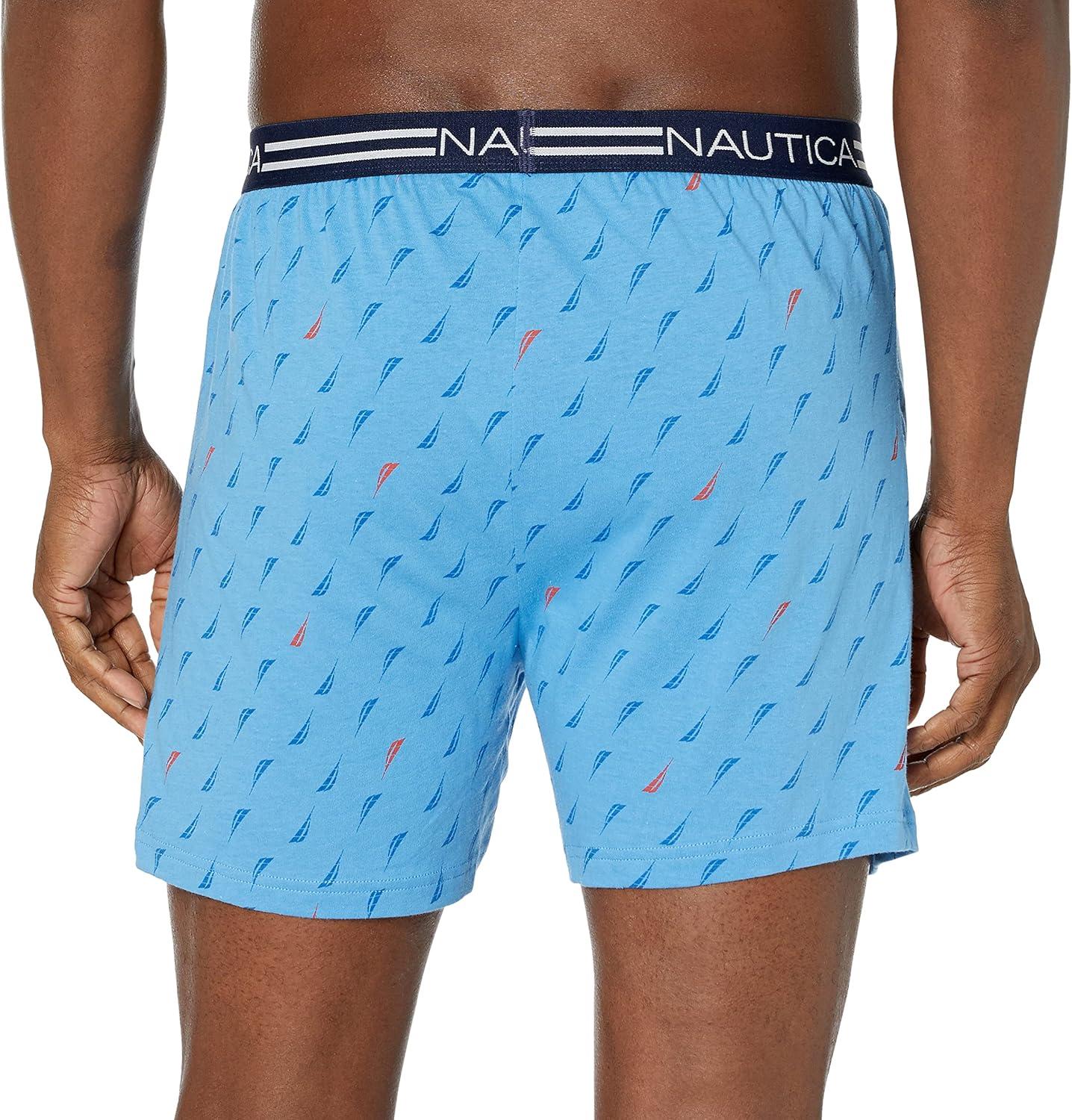 imageNautica Mens Classic Cotton Loose Knit BoxerStripe SailAero Blue