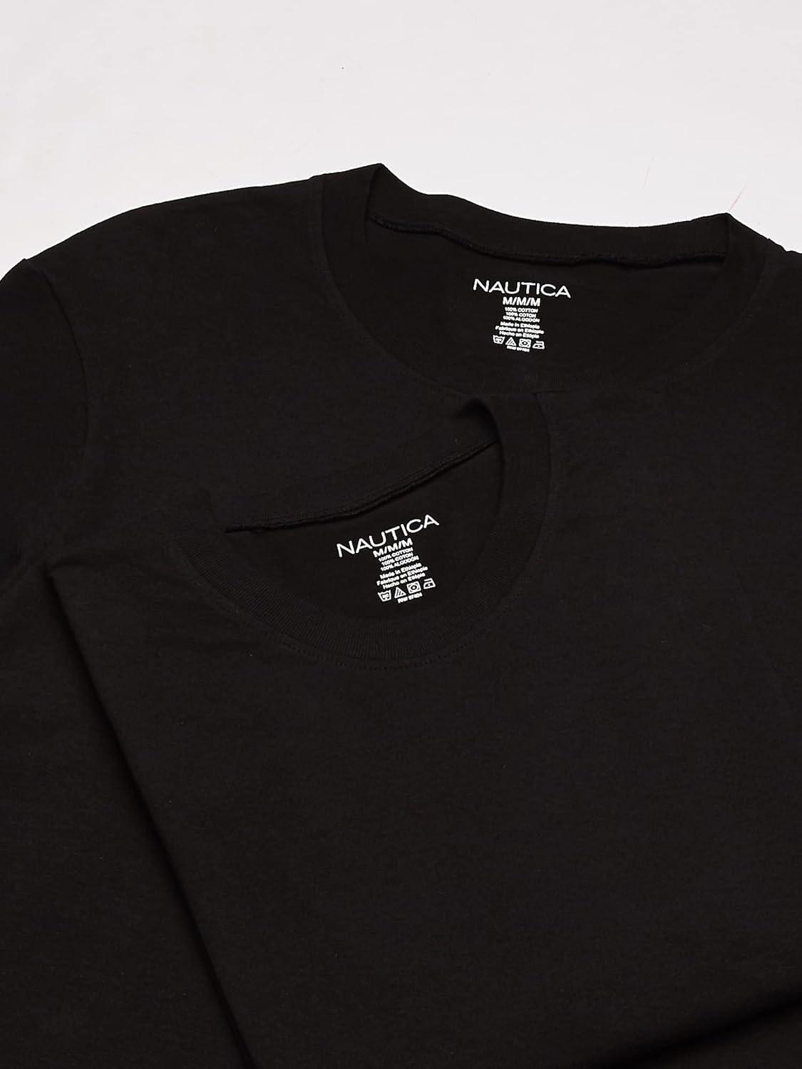 imageNautica Mens Cotton Crew Neck 3Pack TShirtsBlack New
