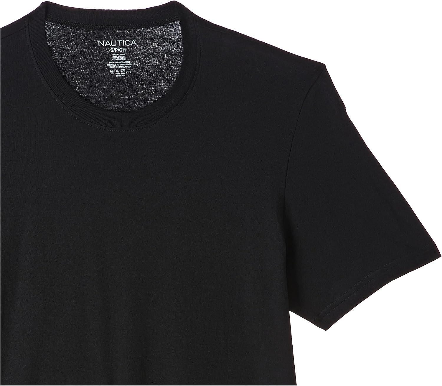 imageNautica Mens Cotton Crew Neck 3Pack TShirtsBlack New