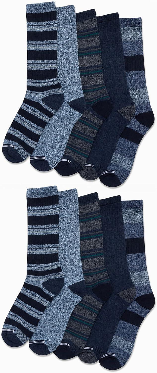imageNautica Mens Crew Socks 10 Pack Breathable Moisture Wicking Cushioned Athletic Work and Dress Socks for Men Sizes 6125Assorted