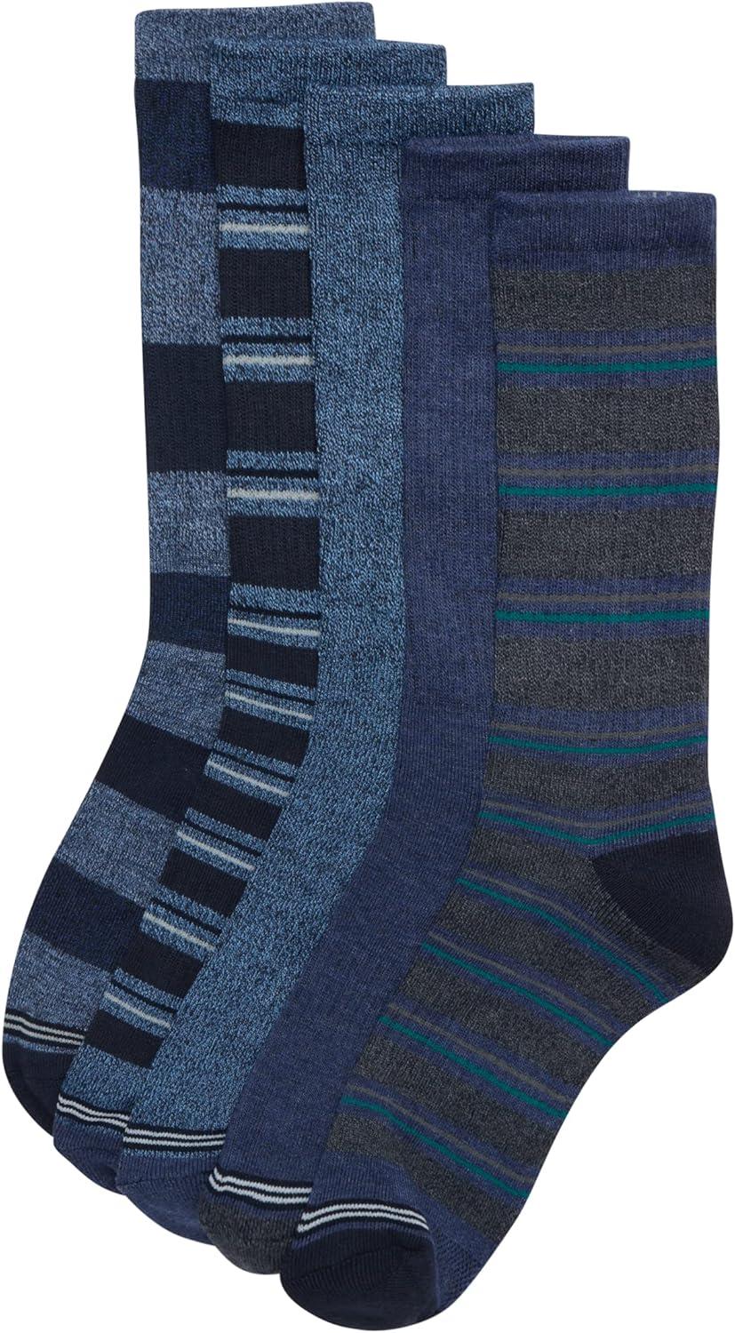 imageNautica Mens Crew Socks 5 Pack Breathable Moisture Wicking Cushioned Athletic Work and Dress Socks for Men Sizes 6125Assorted