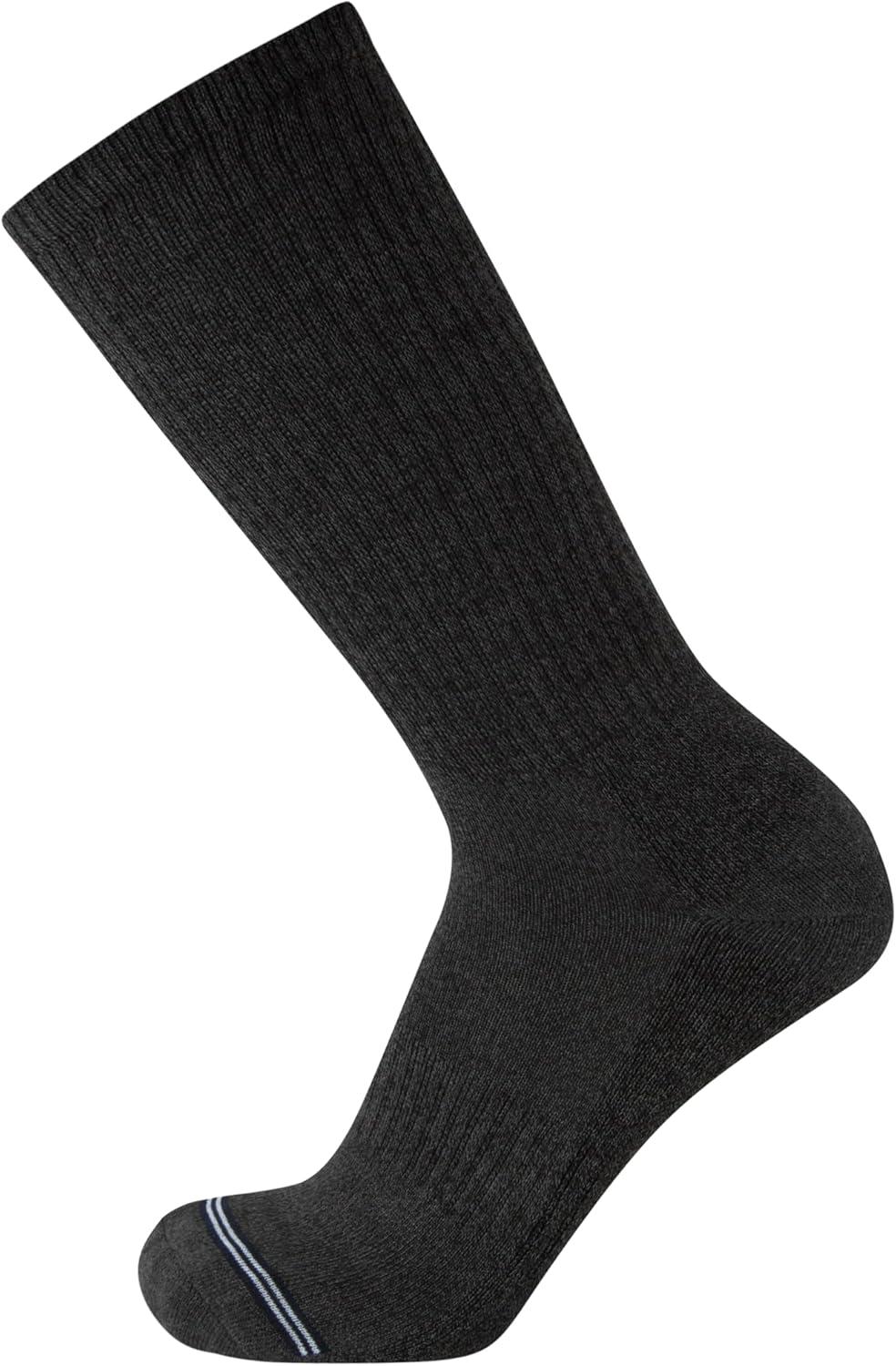 imageNautica Mens Crew Socks 5 Pack Breathable Moisture Wicking Cushioned Athletic Work and Dress Socks for Men Sizes 6125GreyBlack Stripes