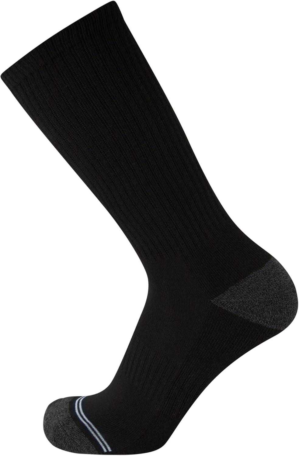 imageNautica Mens Crew Socks 5 Pack Breathable Moisture Wicking Cushioned Athletic Work and Dress Socks for Men Sizes 6125GreyBlack Stripes