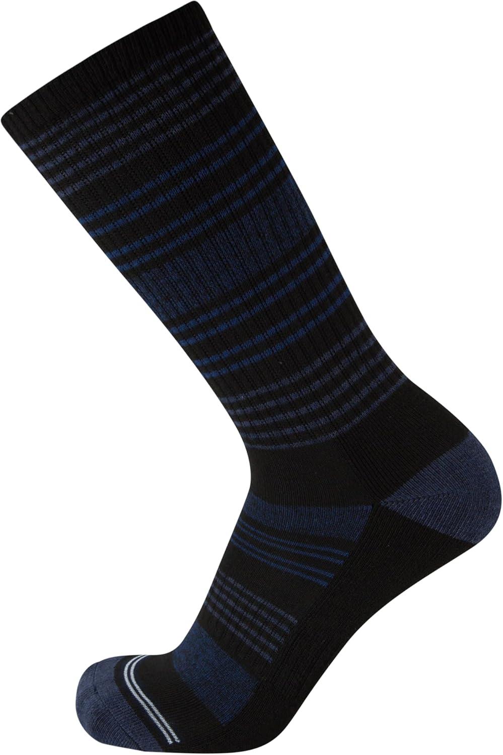 imageNautica Mens Crew Socks 5 Pack Breathable Moisture Wicking Cushioned Athletic Work and Dress Socks for Men Sizes 6125GreyBlack Stripes