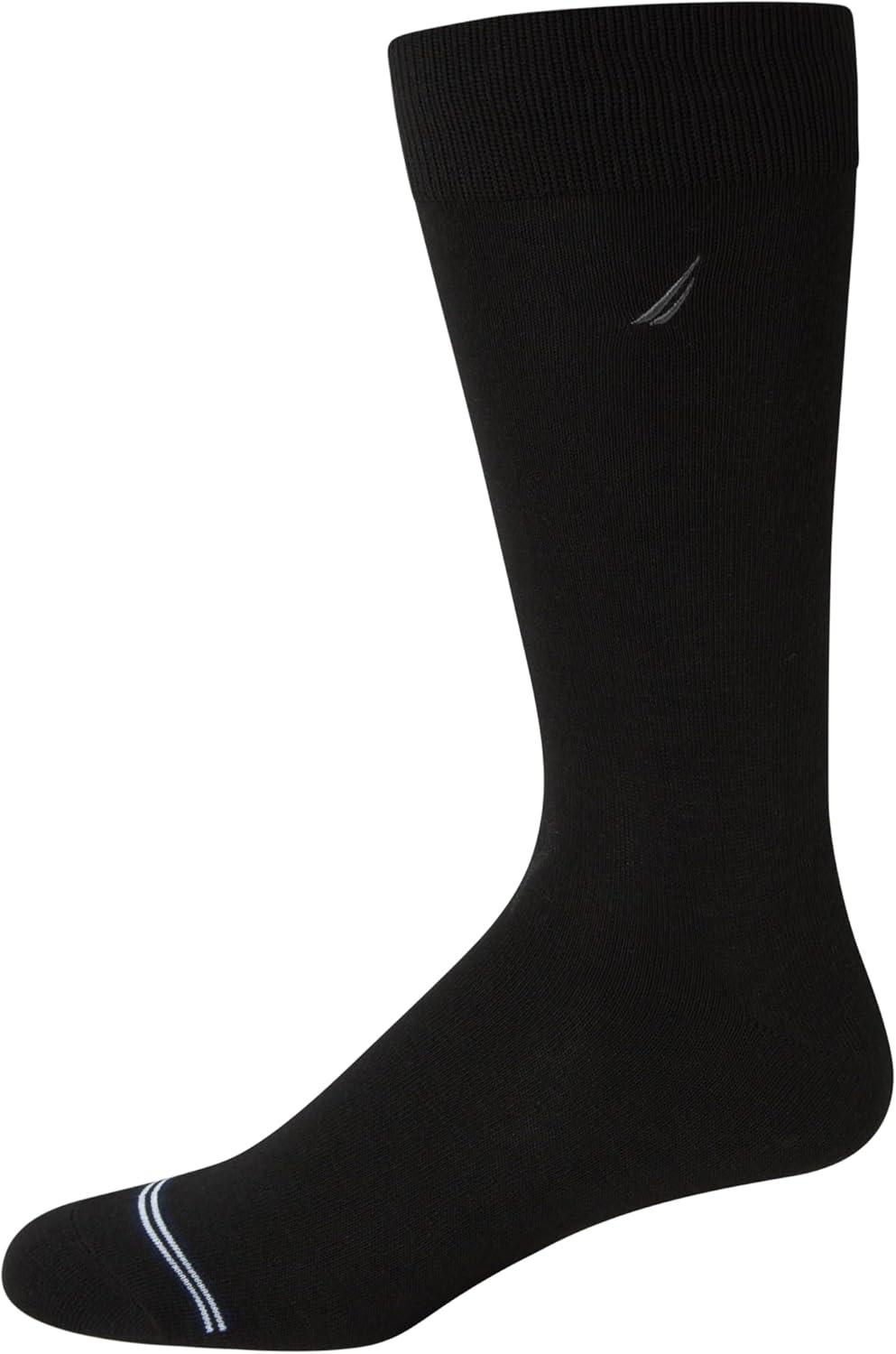 imageNautica Mens Dress Socks 10 Pack Breathable Stretch Crew Socks for Men for Work Business and Formal Wear Sizes 6125Black Flat Knit