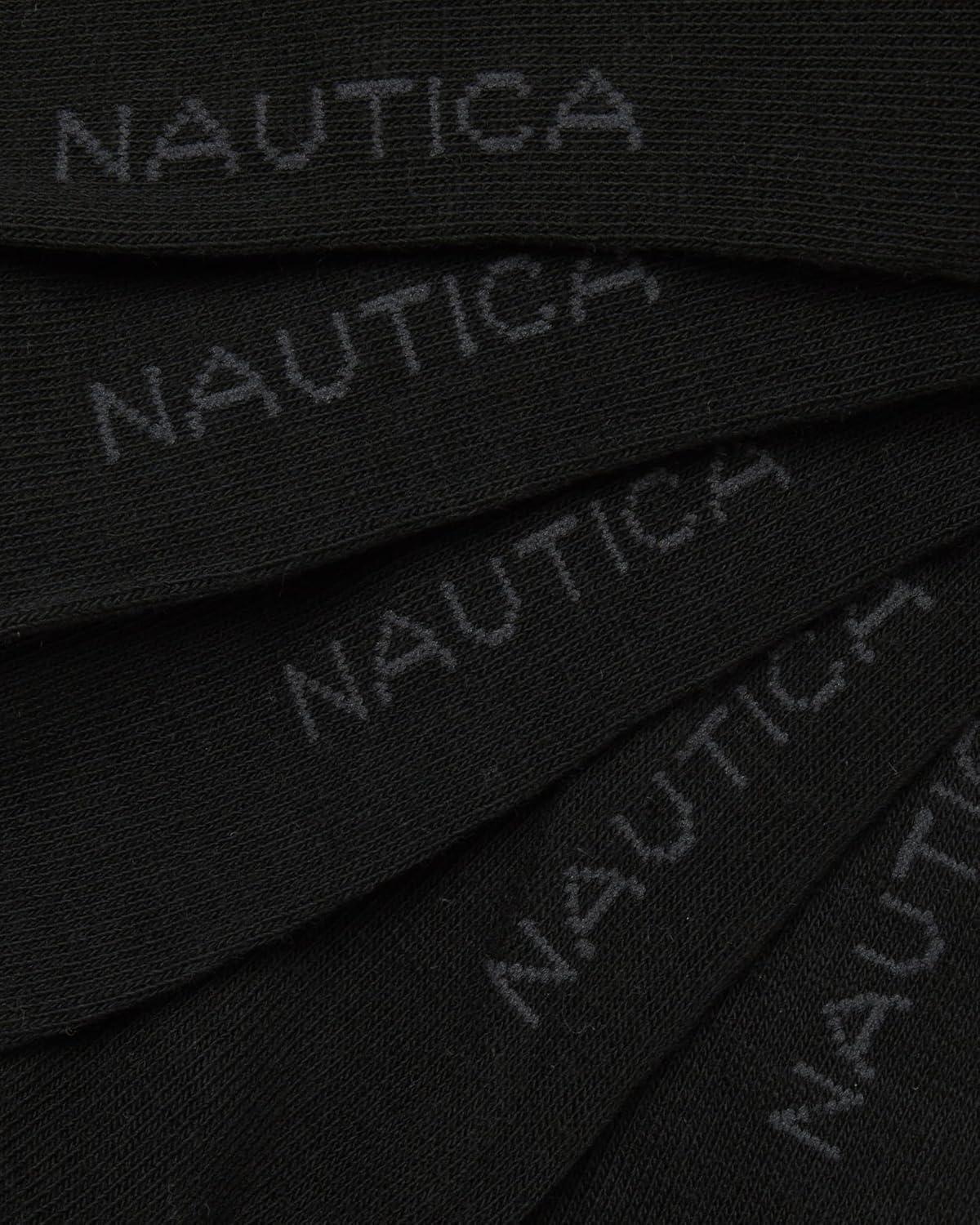 imageNautica Mens Dress Socks 10 Pack Breathable Stretch Crew Socks for Men for Work Business and Formal Wear Sizes 6125Black Flat Knit