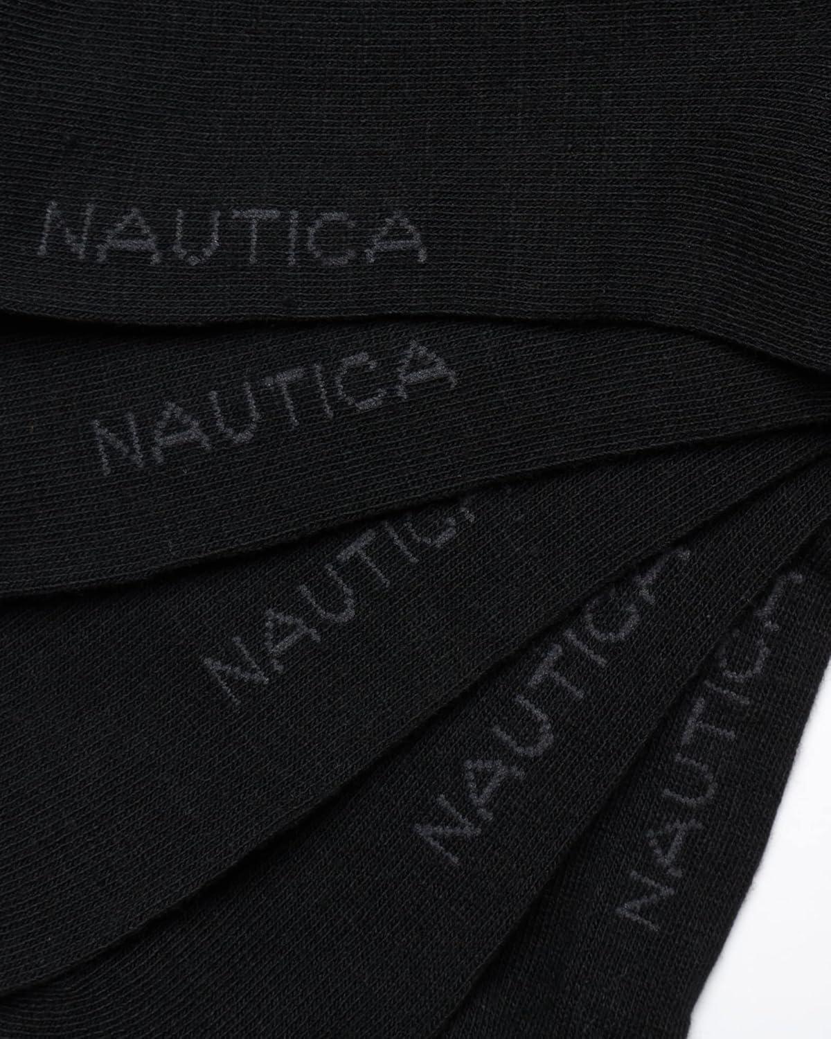 imageNautica Mens Dress Socks 10 Pack Breathable Stretch Crew Socks for Men for Work Business and Formal Wear Sizes 6125Black Linear Fade