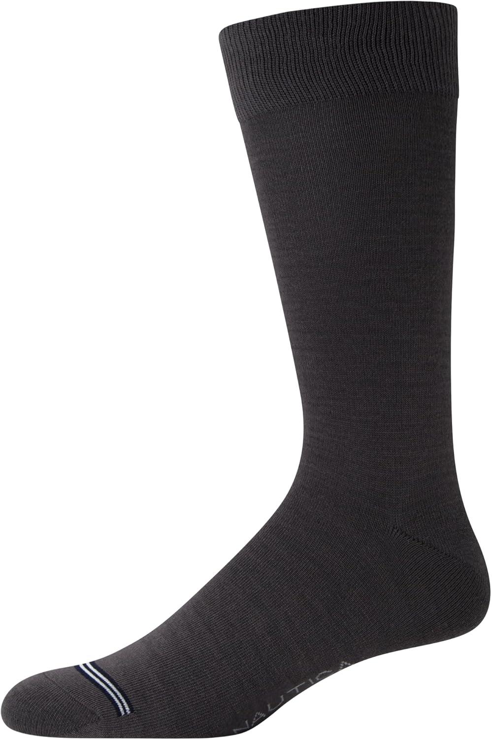 imageNautica Mens Dress Socks 10 Pack Breathable Stretch Crew Socks for Men for Work Business and Formal Wear Sizes 6125BlackGrey Argyle