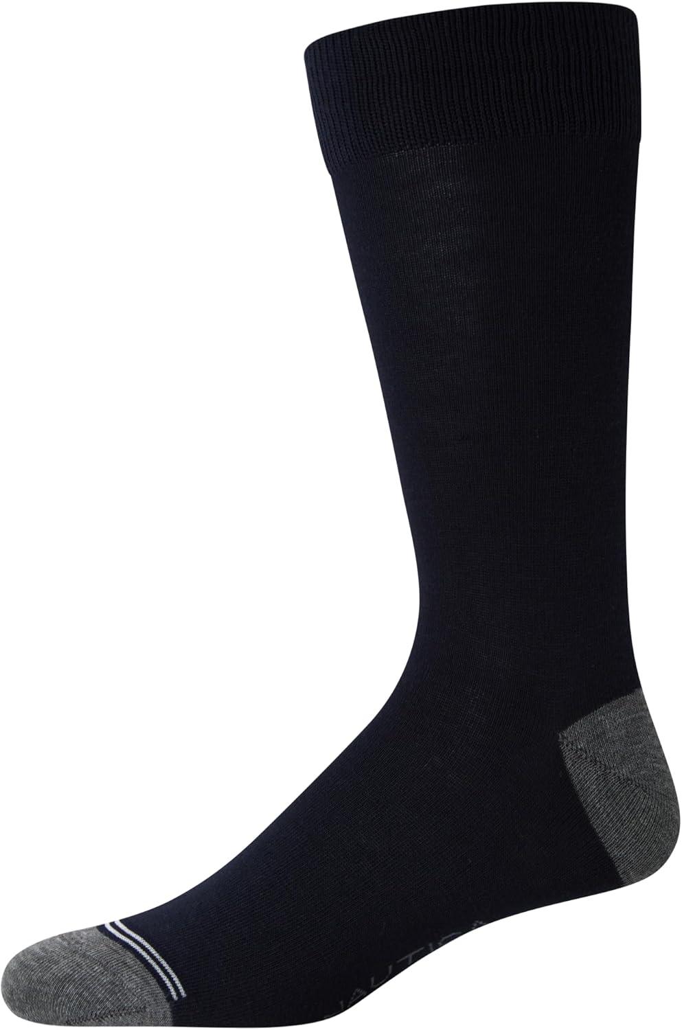 imageNautica Mens Dress Socks 10 Pack Breathable Stretch Crew Socks for Men for Work Business and Formal Wear Sizes 6125BlackGrey Argyle