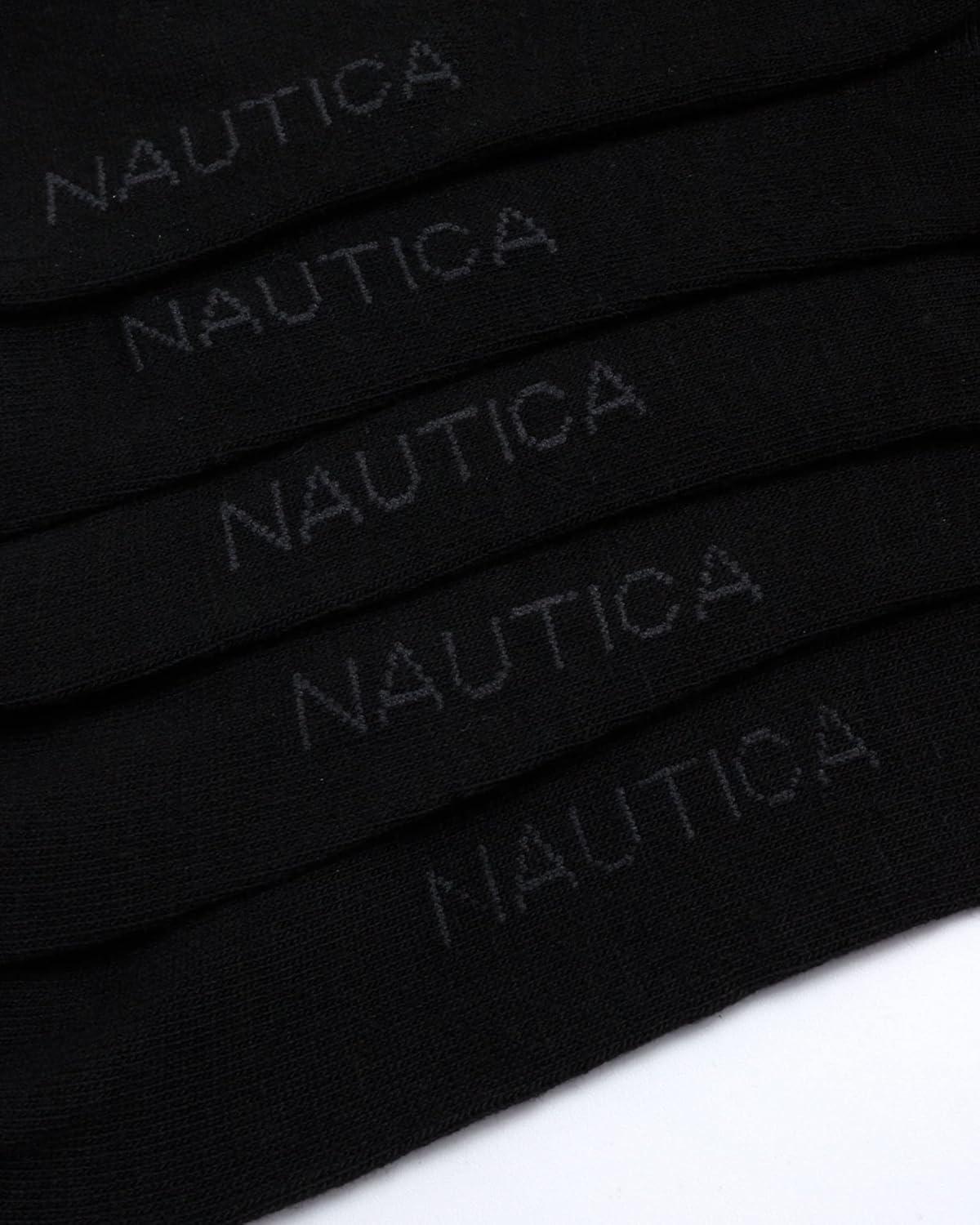 imageNautica Mens Dress Socks 10 Pack Breathable Stretch CrewLength Work Socks for Men for Business Formal Wear Sizes 6125All Black