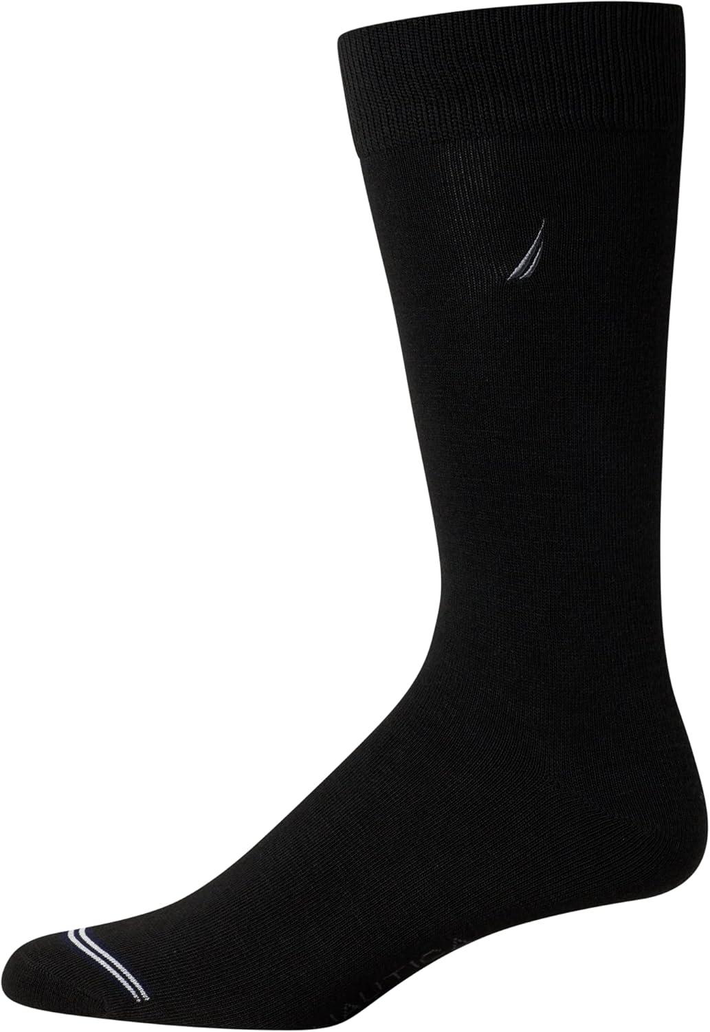 imageNautica Mens Dress Socks 10 Pack Breathable Stretch CrewLength Work Socks for Men for Business Formal Wear Sizes 6125All Black