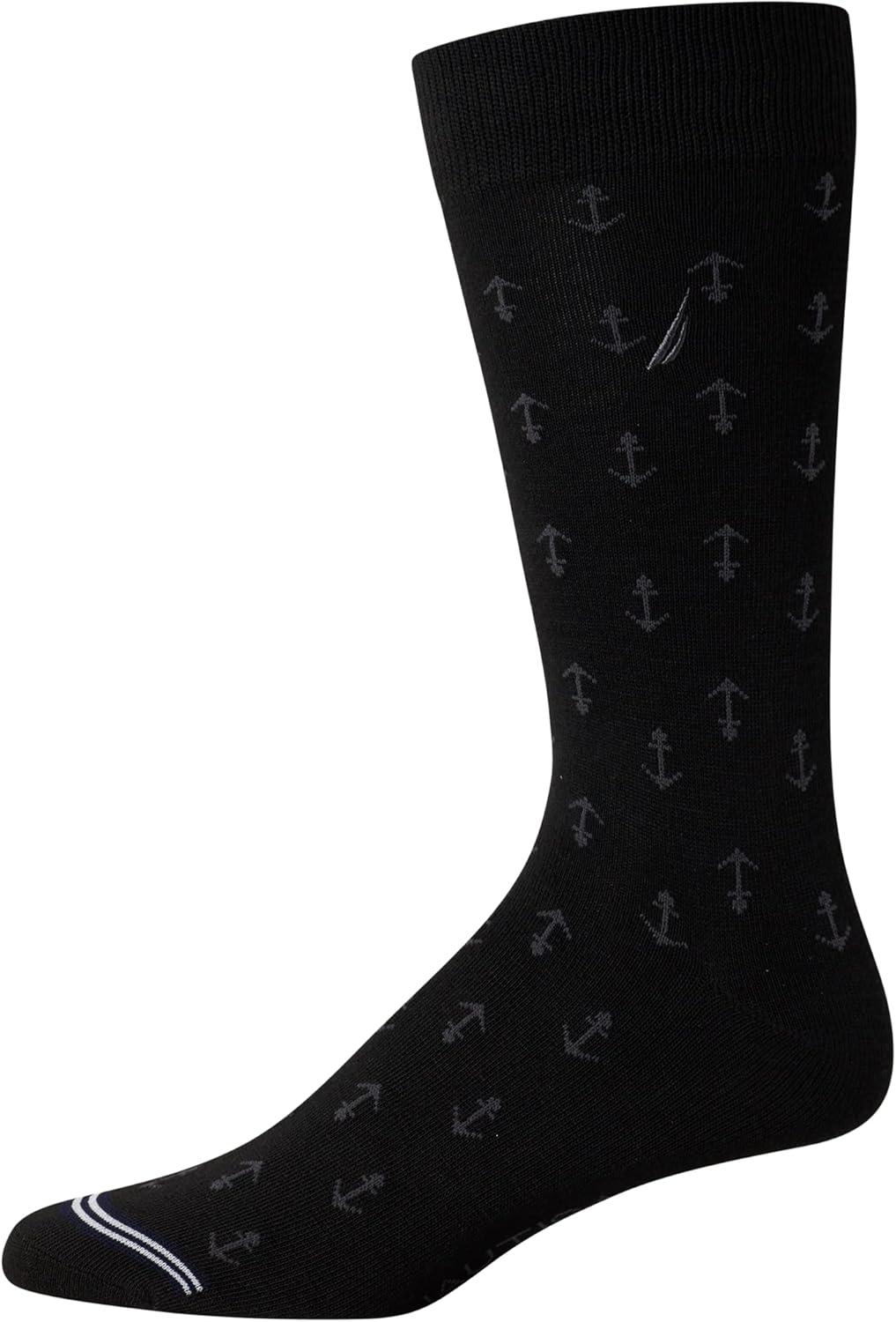 imageNautica Mens Dress Socks 10 Pack Breathable Stretch CrewLength Work Socks for Men for Business Formal Wear Sizes 6125Black Logo