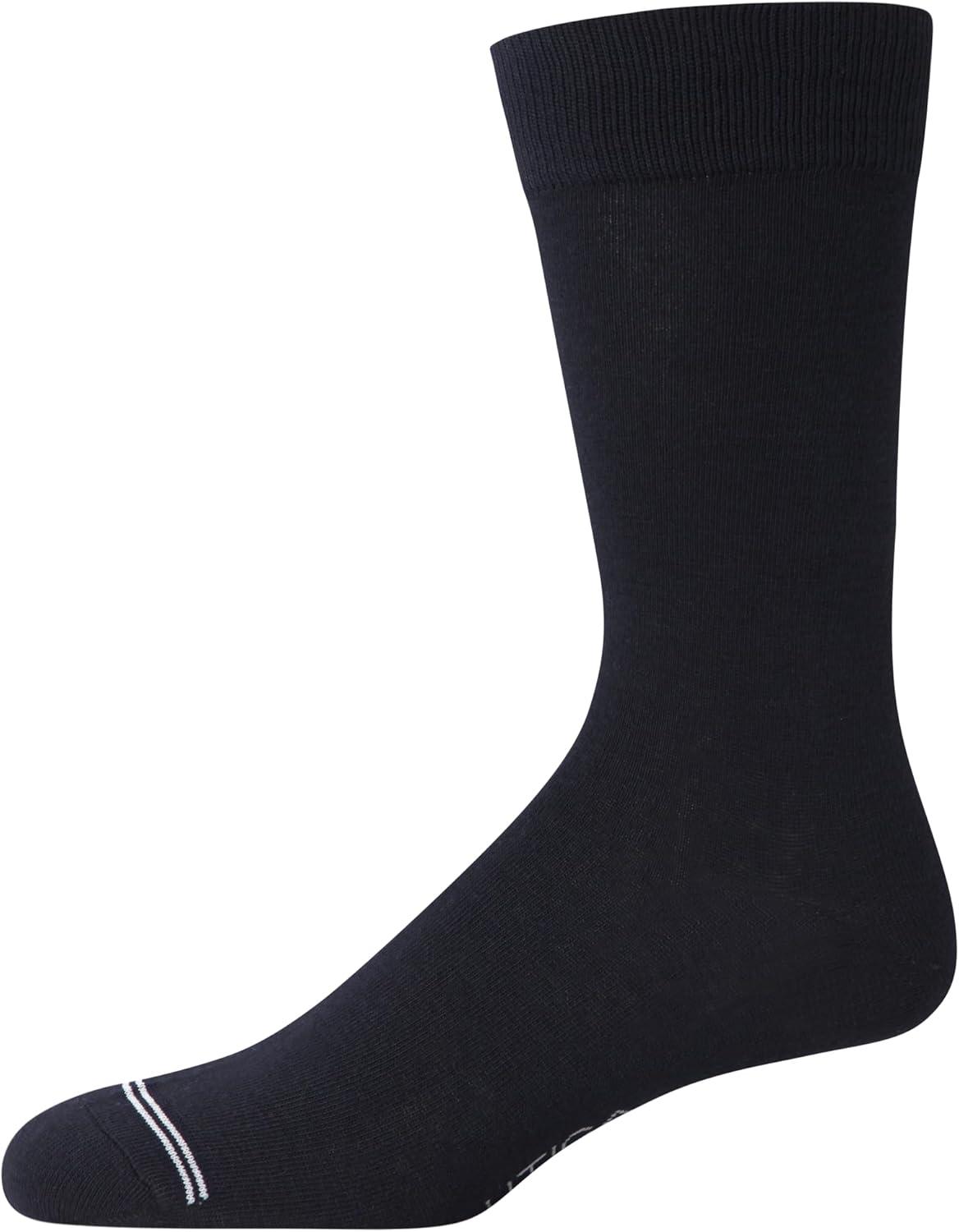imageNautica Mens Dress Socks  10 Pack Breathable Stretch CrewLength Work Socks for Men for Business Formal Wear Sizes 6125Denim Assorted