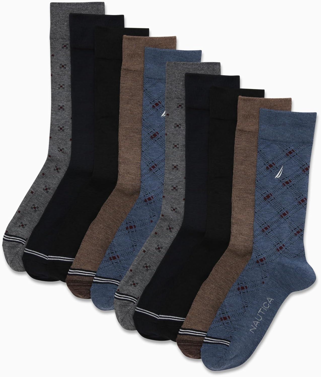 imageNautica Mens Dress Socks  10 Pack Breathable Stretch CrewLength Work Socks for Men for Business Formal Wear Sizes 6125Denim Assorted