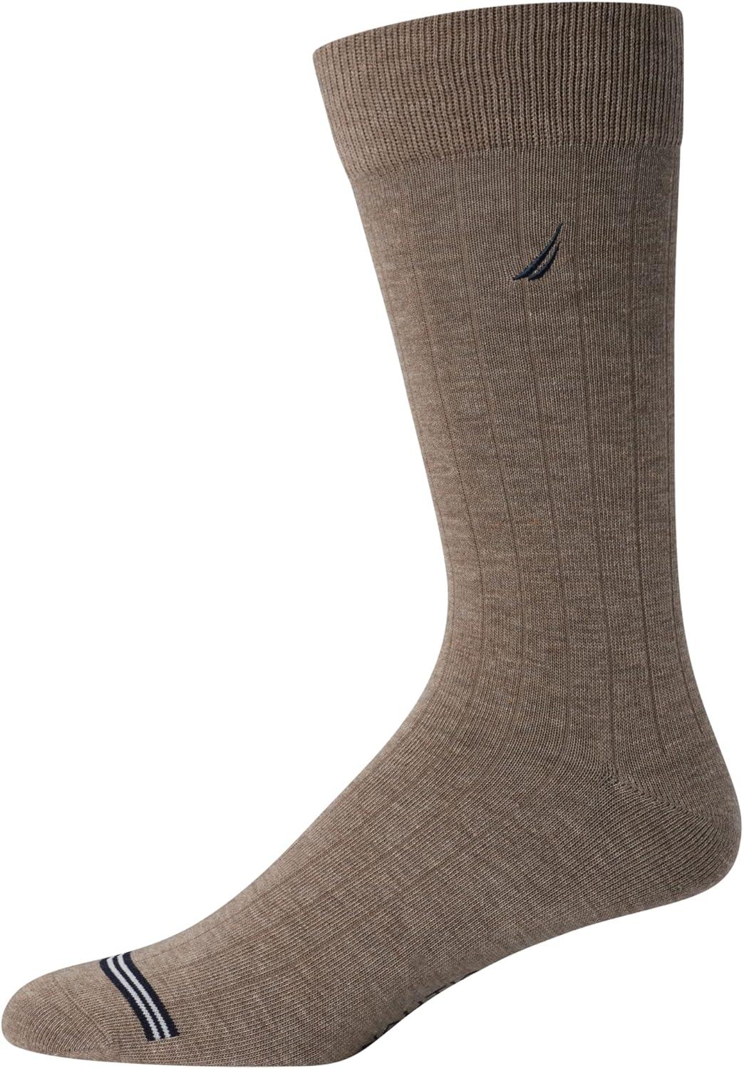 imageNautica Mens Dress Socks 5 Pack Breathable Comfort Stretch CrewLength Work Socks for Men for Business Formal Wear 6125Assorted Rib