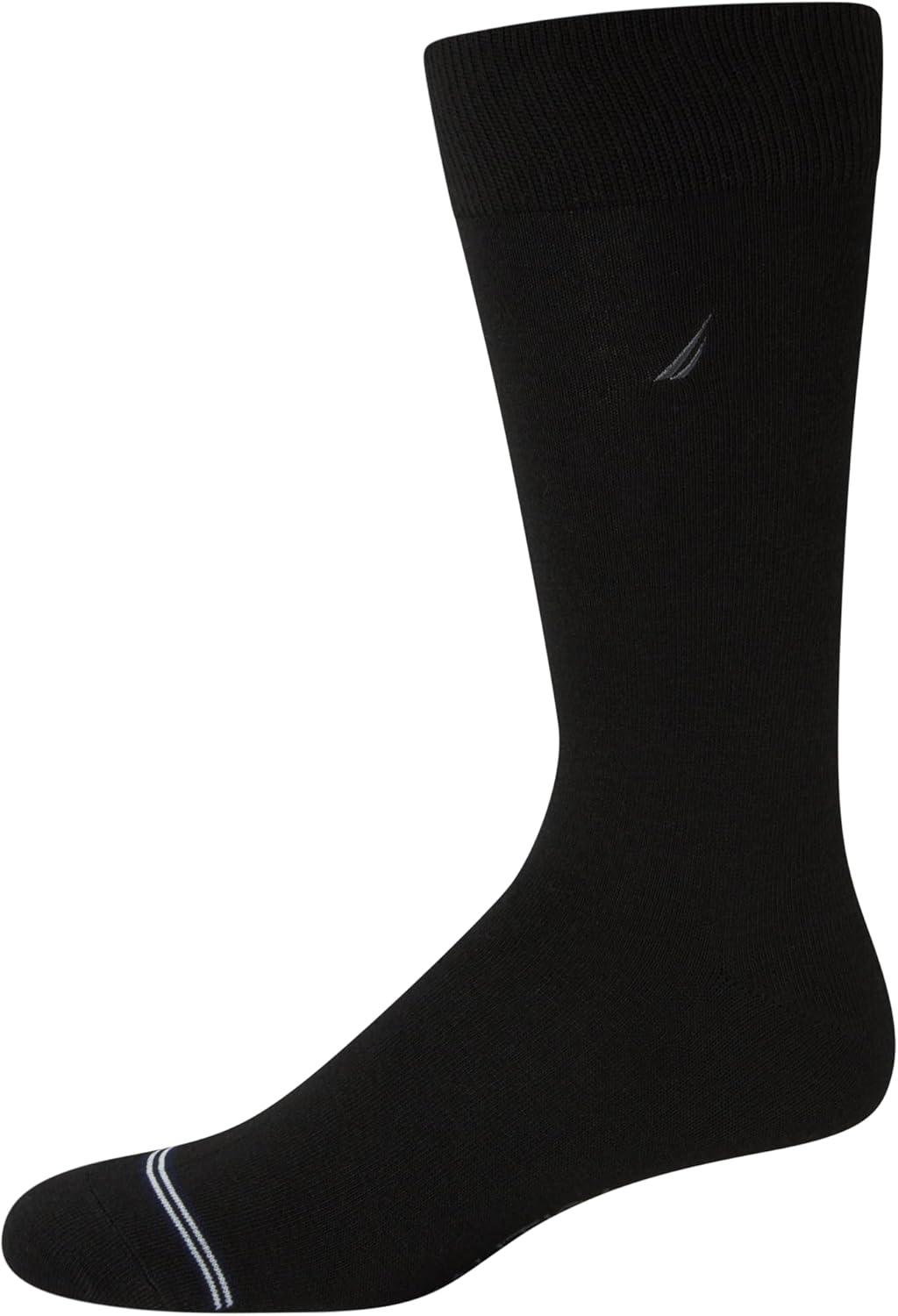 imageNautica Mens Dress Socks 5 Pack Breathable Comfort Stretch CrewLength Work Socks for Men for Business Formal Wear 6125Black Flat Knit