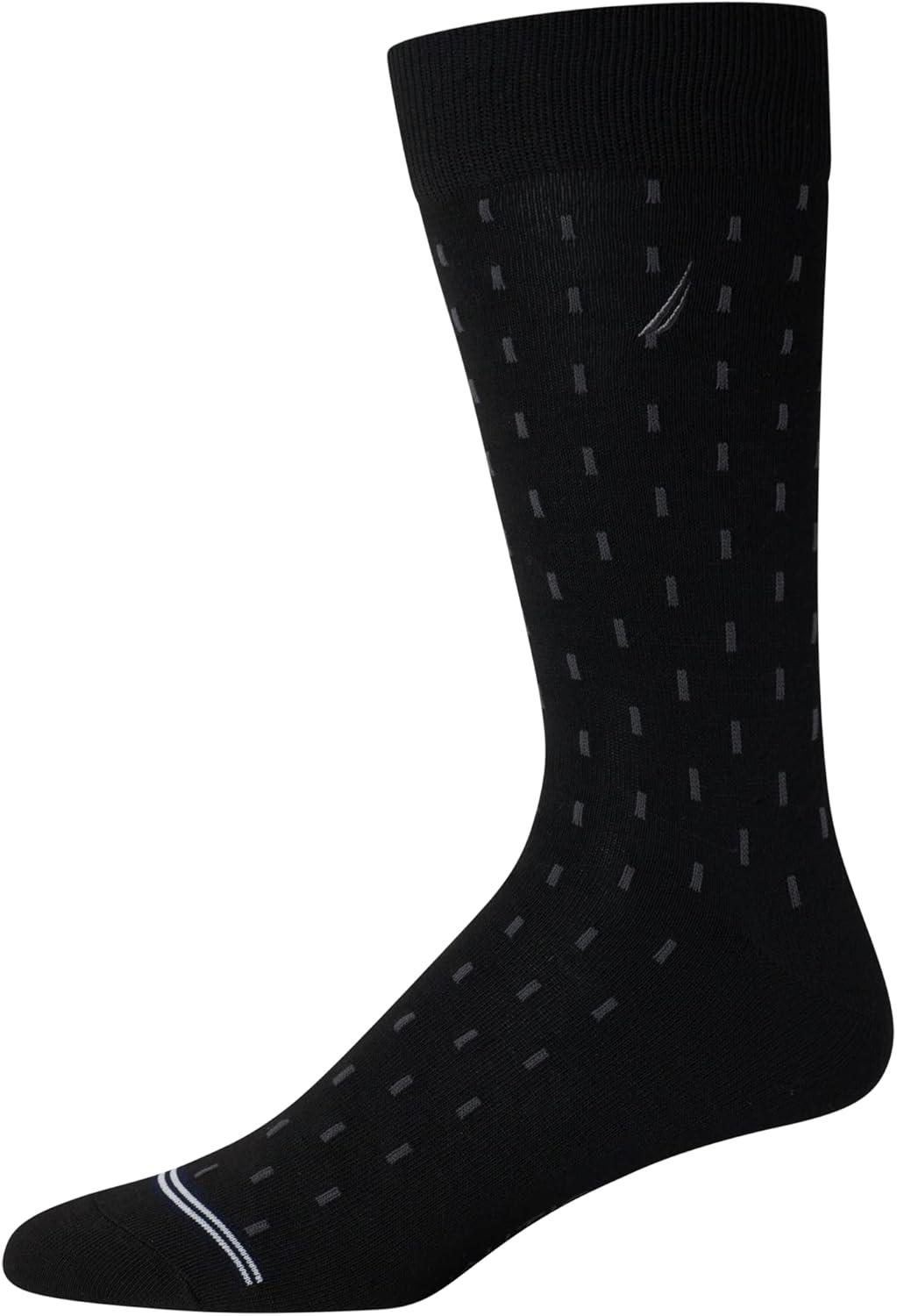 imageNautica Mens Dress Socks 5 Pack Breathable Comfort Stretch CrewLength Work Socks for Men for Business Formal Wear 6125Black Linear Fade
