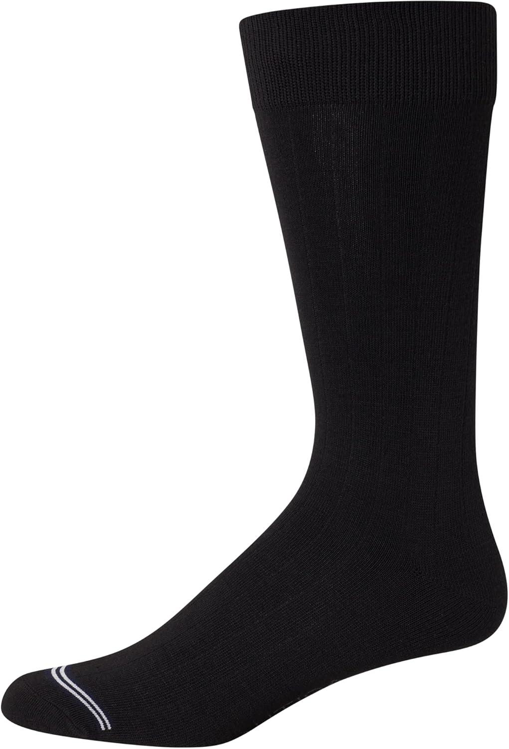 imageNautica Mens Dress Socks 5 Pack Breathable Comfort Stretch CrewLength Work Socks for Men for Business Formal Wear 6125Black Logo