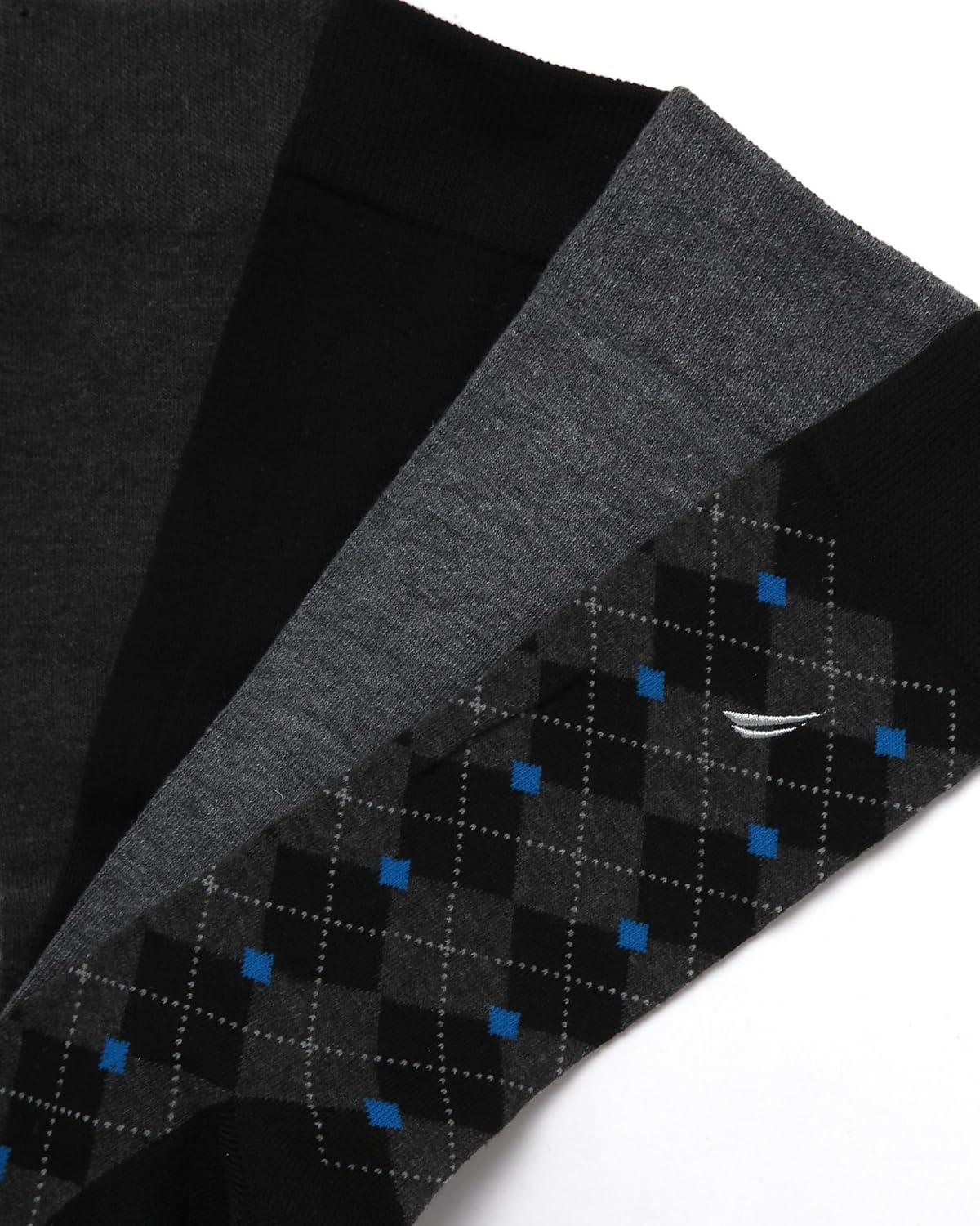 imageNautica Mens Dress Socks 5 Pack Breathable Comfort Stretch CrewLength Work Socks for Men for Business Formal Wear 6125Black Multi