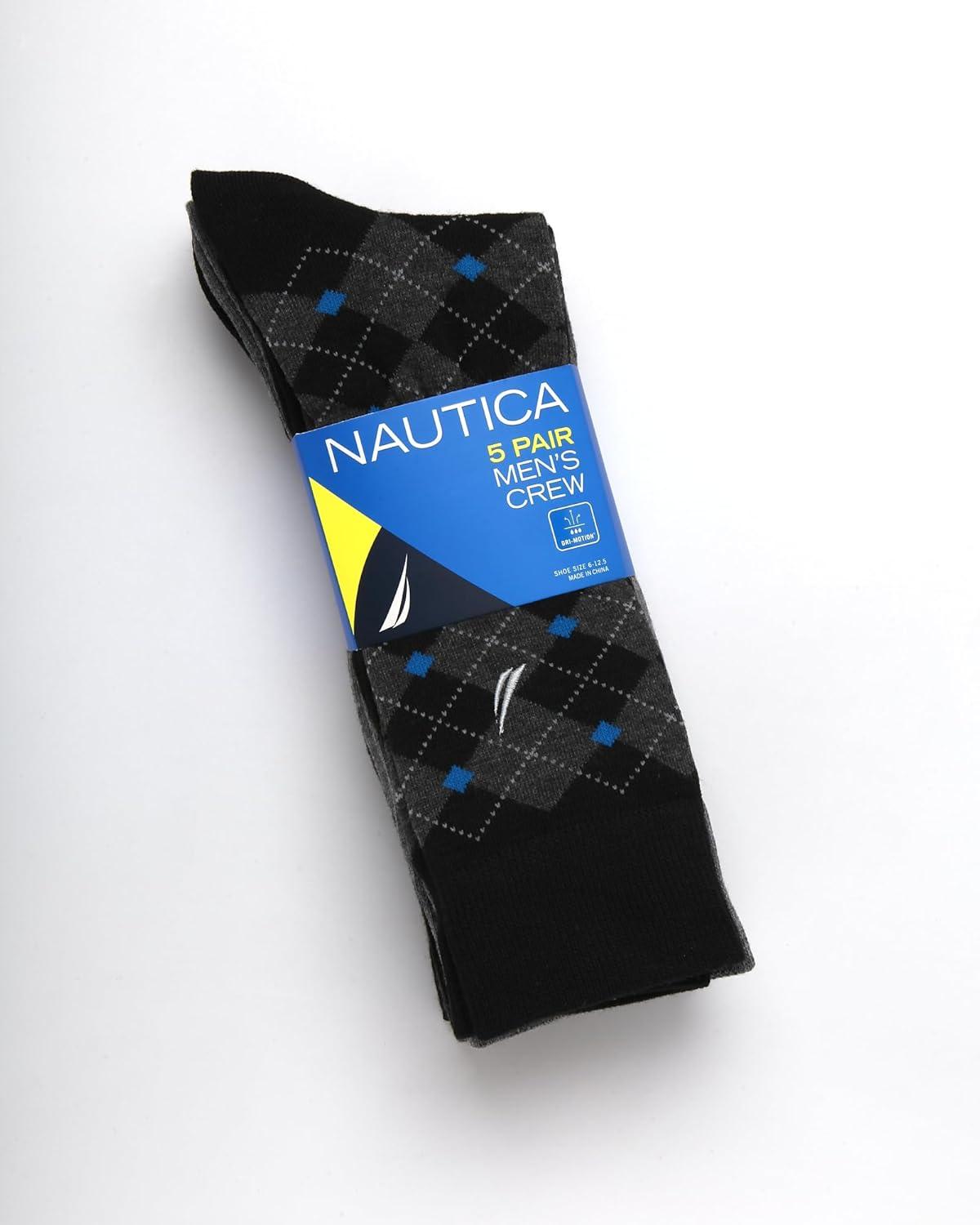 imageNautica Mens Dress Socks 5 Pack Breathable Comfort Stretch CrewLength Work Socks for Men for Business Formal Wear 6125Black Multi