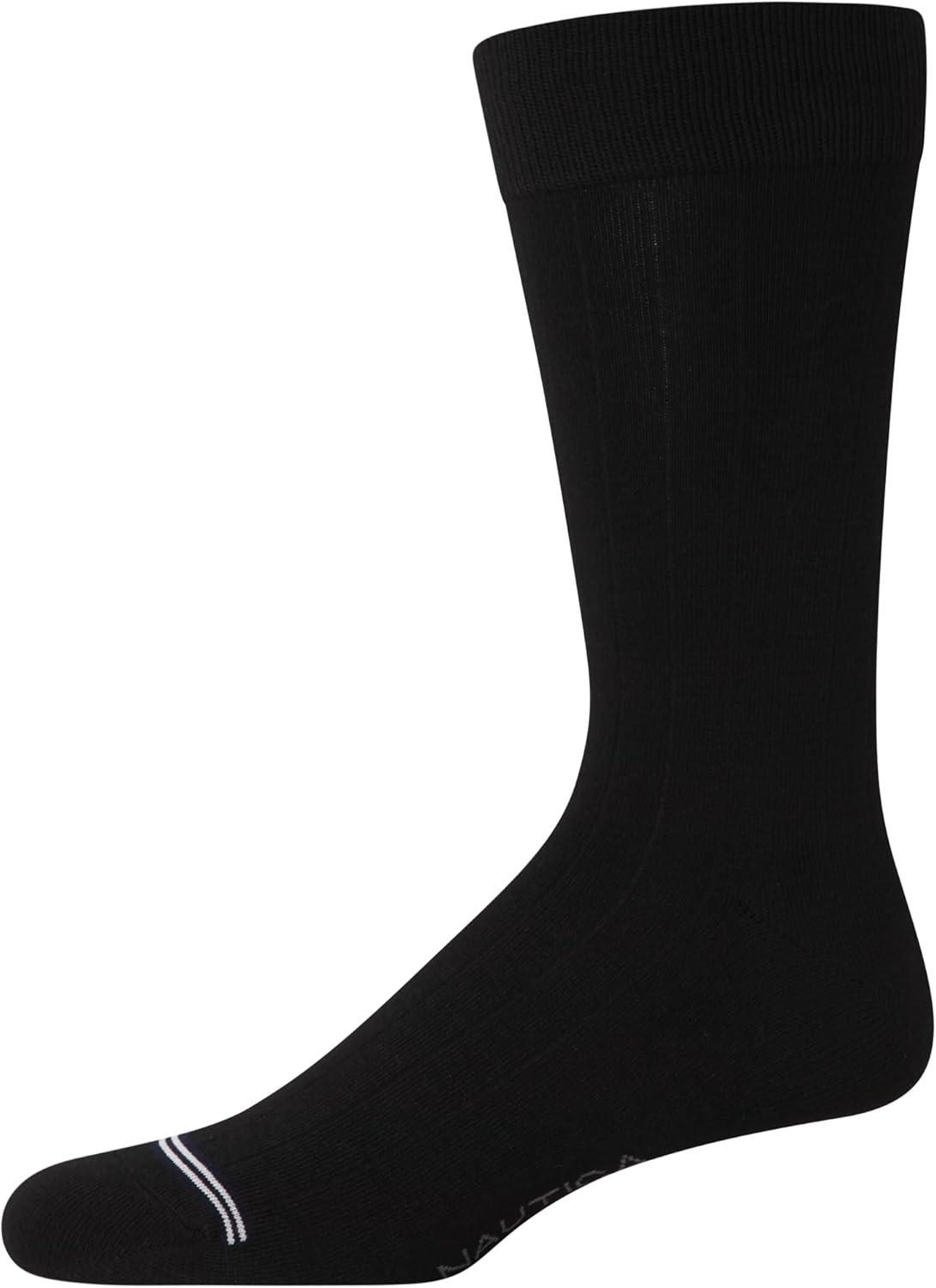 imageNautica Mens Dress Socks 5 Pack Breathable Comfort Stretch CrewLength Work Socks for Men for Business Formal Wear 6125BlackGrey