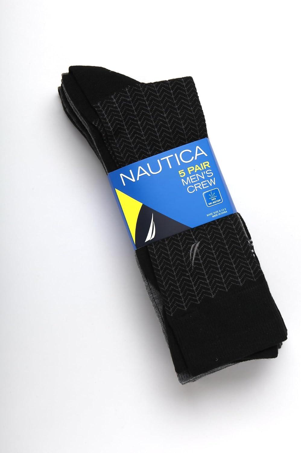 imageNautica Mens Dress Socks 5 Pack Breathable Comfort Stretch CrewLength Work Socks for Men for Business Formal Wear 6125BlackGrey