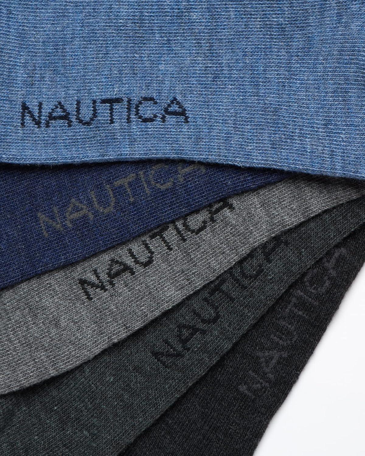 imageNautica Mens Dress Socks 5 Pack Breathable Comfort Stretch CrewLength Work Socks for Men for Business Formal Wear 6125BlueGrey Rib