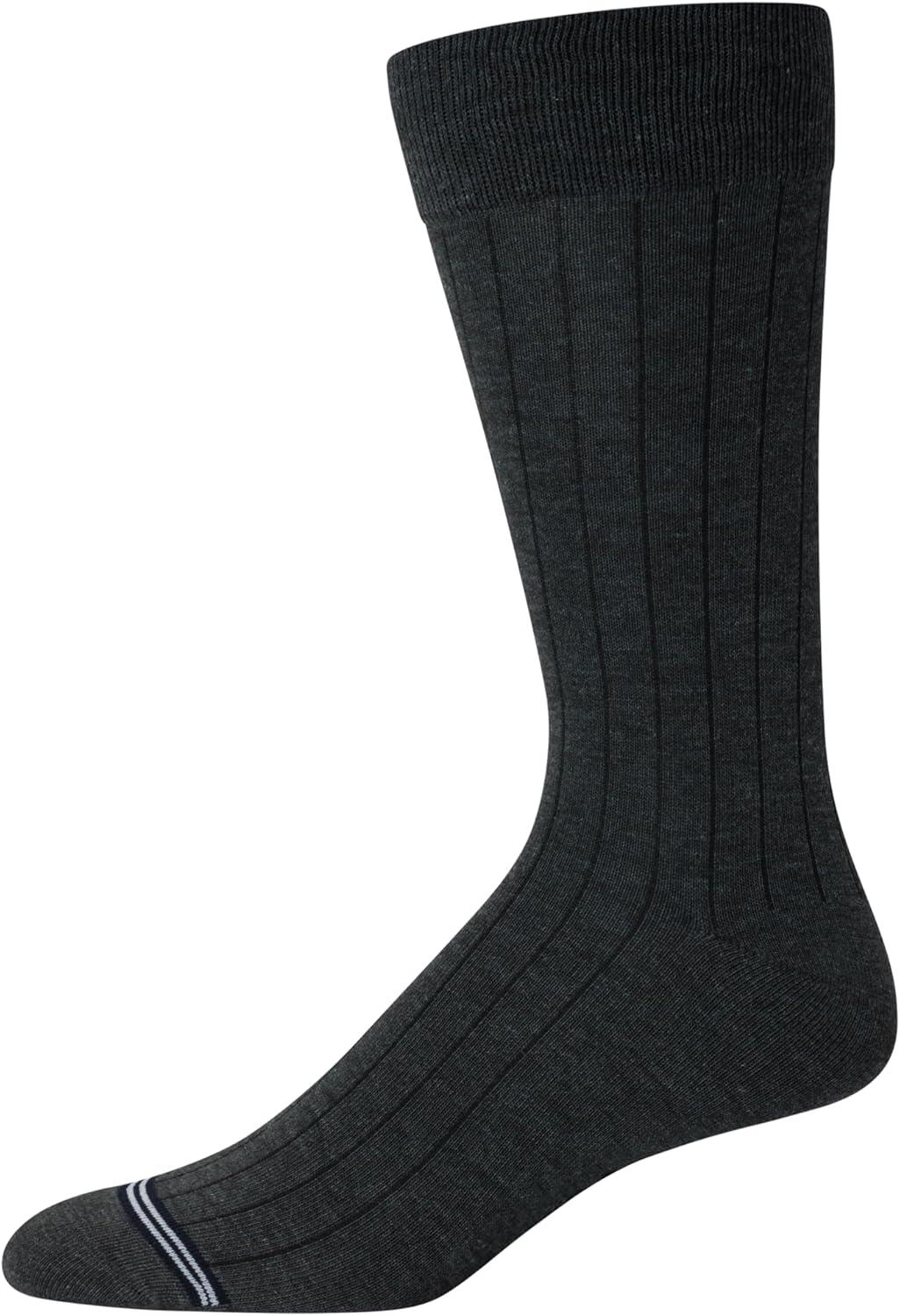 imageNautica Mens Dress Socks 5 Pack Breathable Comfort Stretch CrewLength Work Socks for Men for Business Formal Wear 6125BlueGrey Rib