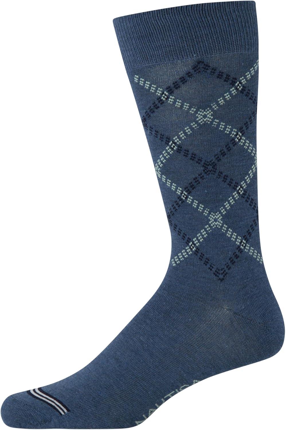 imageNautica Mens Dress Socks 5 Pack Breathable Comfort Stretch CrewLength Work Socks for Men for Business Formal Wear 6125BlueTan