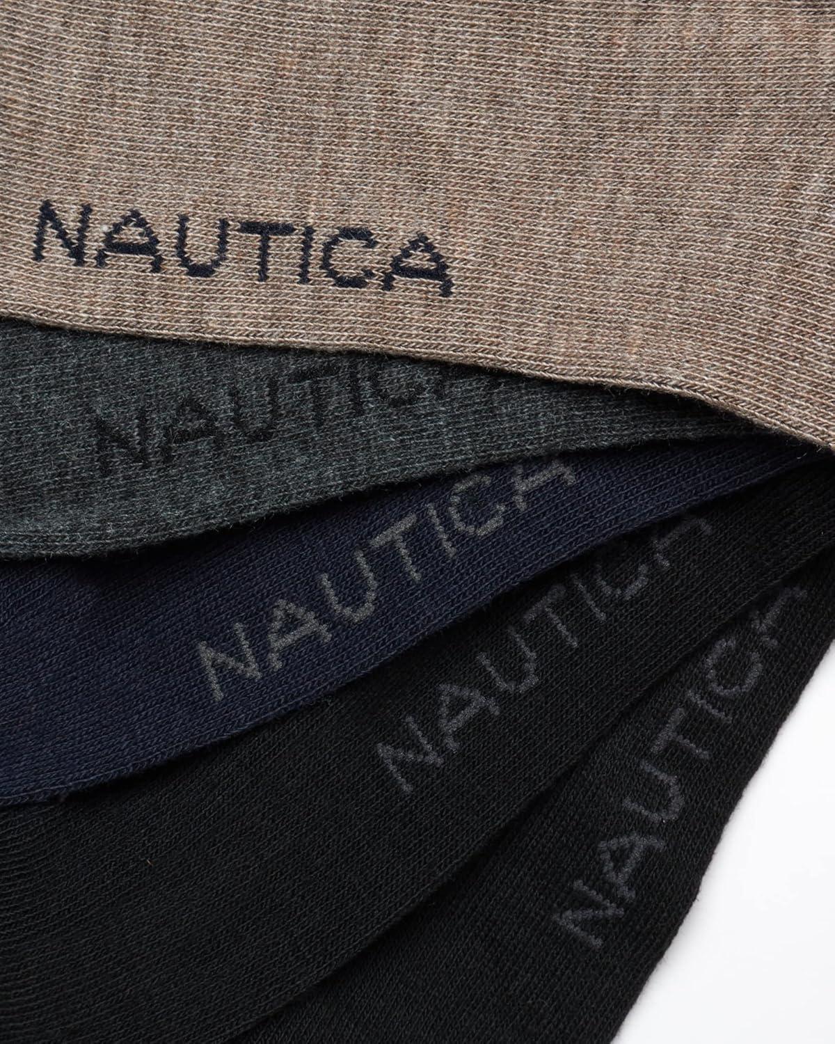 imageNautica Mens Dress Socks 5 Pack Breathable Comfort Stretch CrewLength Work Socks for Men for Business Formal Wear 6125Brown Heather