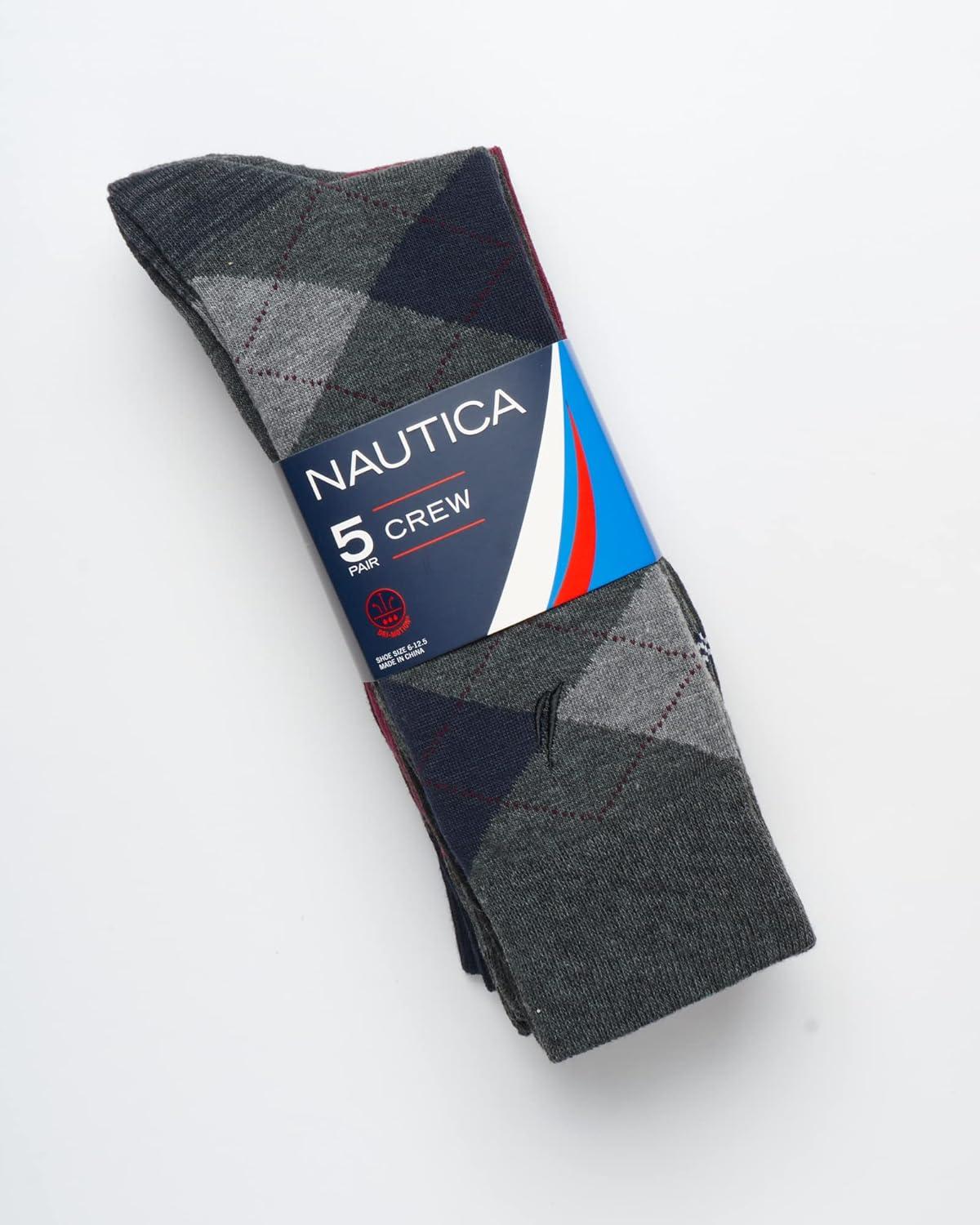 imageNautica Mens Dress Socks 5 Pack Breathable Comfort Stretch CrewLength Work Socks for Men for Business Formal Wear 6125Dark Grey Heather