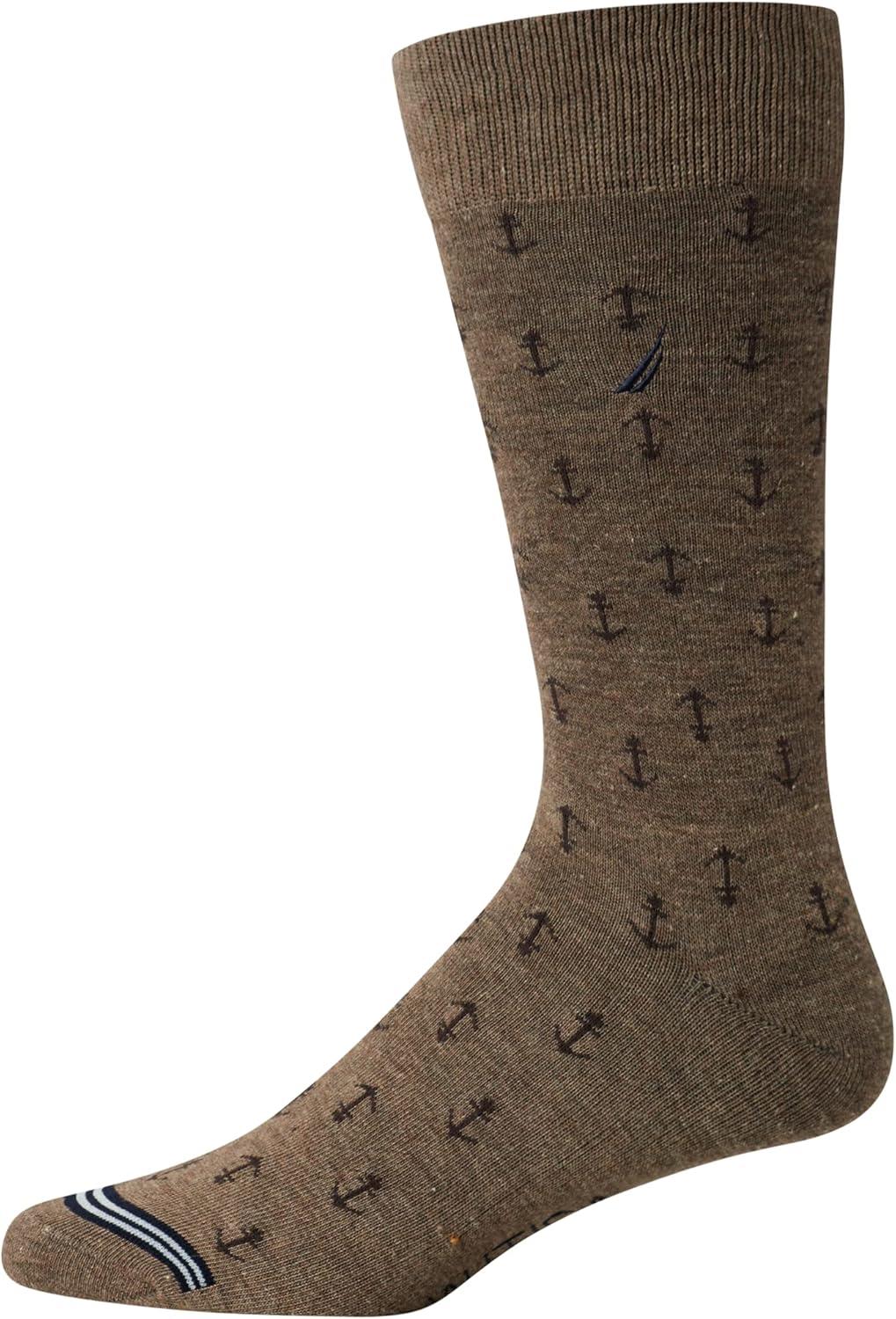 imageNautica Mens Dress Socks 5 Pack Breathable Comfort Stretch CrewLength Work Socks for Men for Business Formal Wear 6125KhakiNavyBlack
