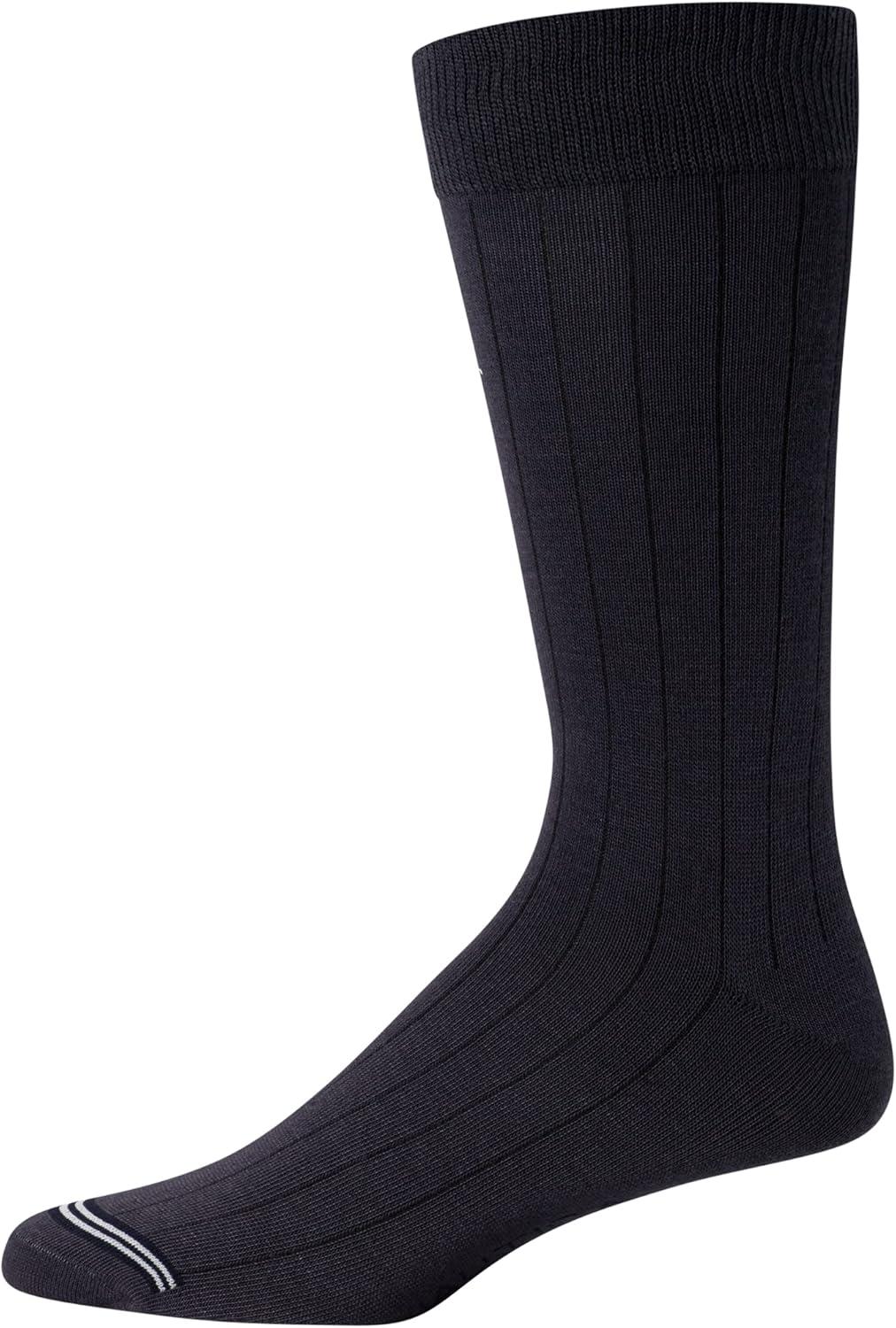 imageNautica Mens Dress Socks 5 Pack Breathable Comfort Stretch CrewLength Work Socks for Men for Business Formal Wear 6125KhakiNavyBlack