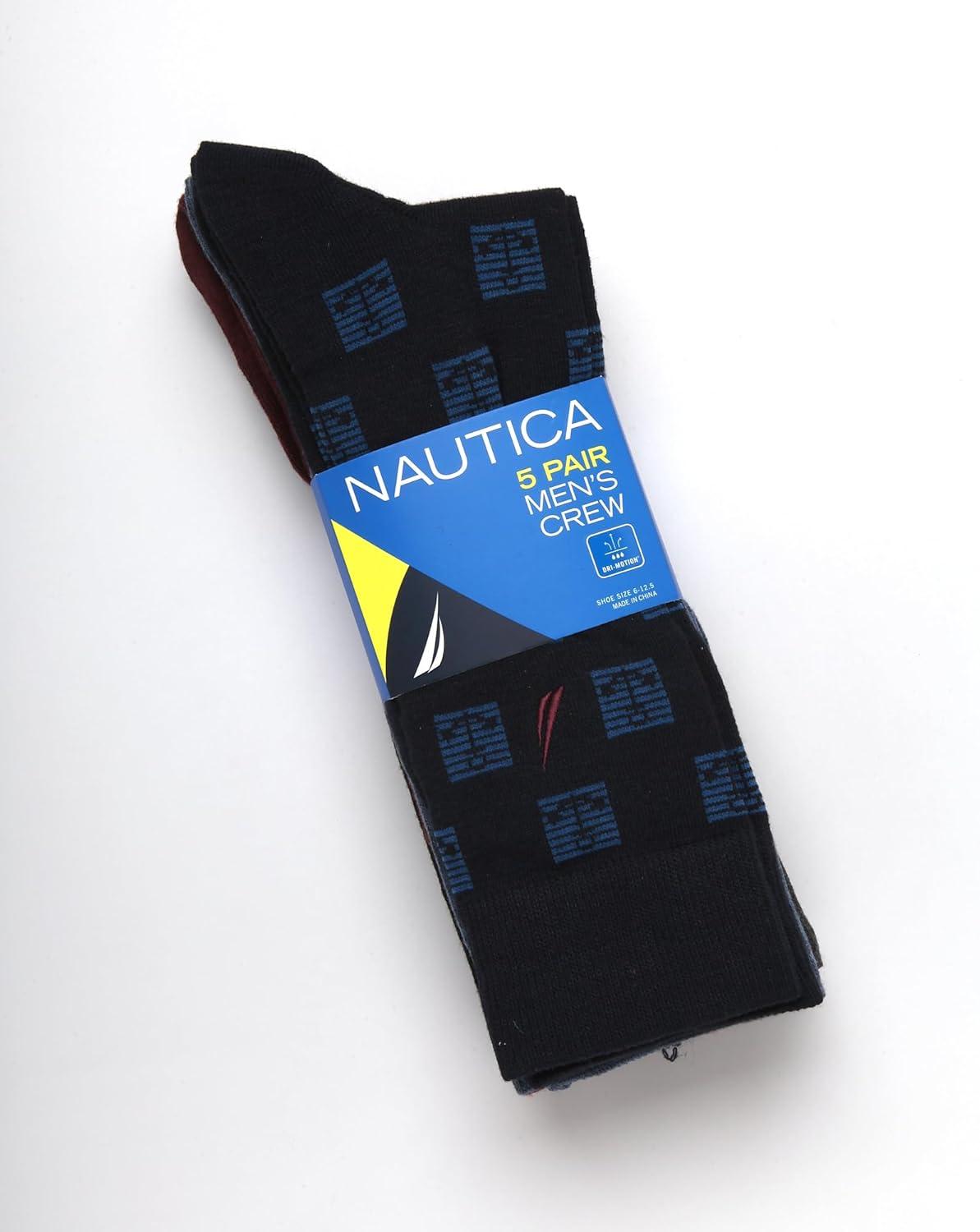 imageNautica Mens Dress Socks 5 Pack Breathable Comfort Stretch CrewLength Work Socks for Men for Business Formal Wear 6125Navy Assorted