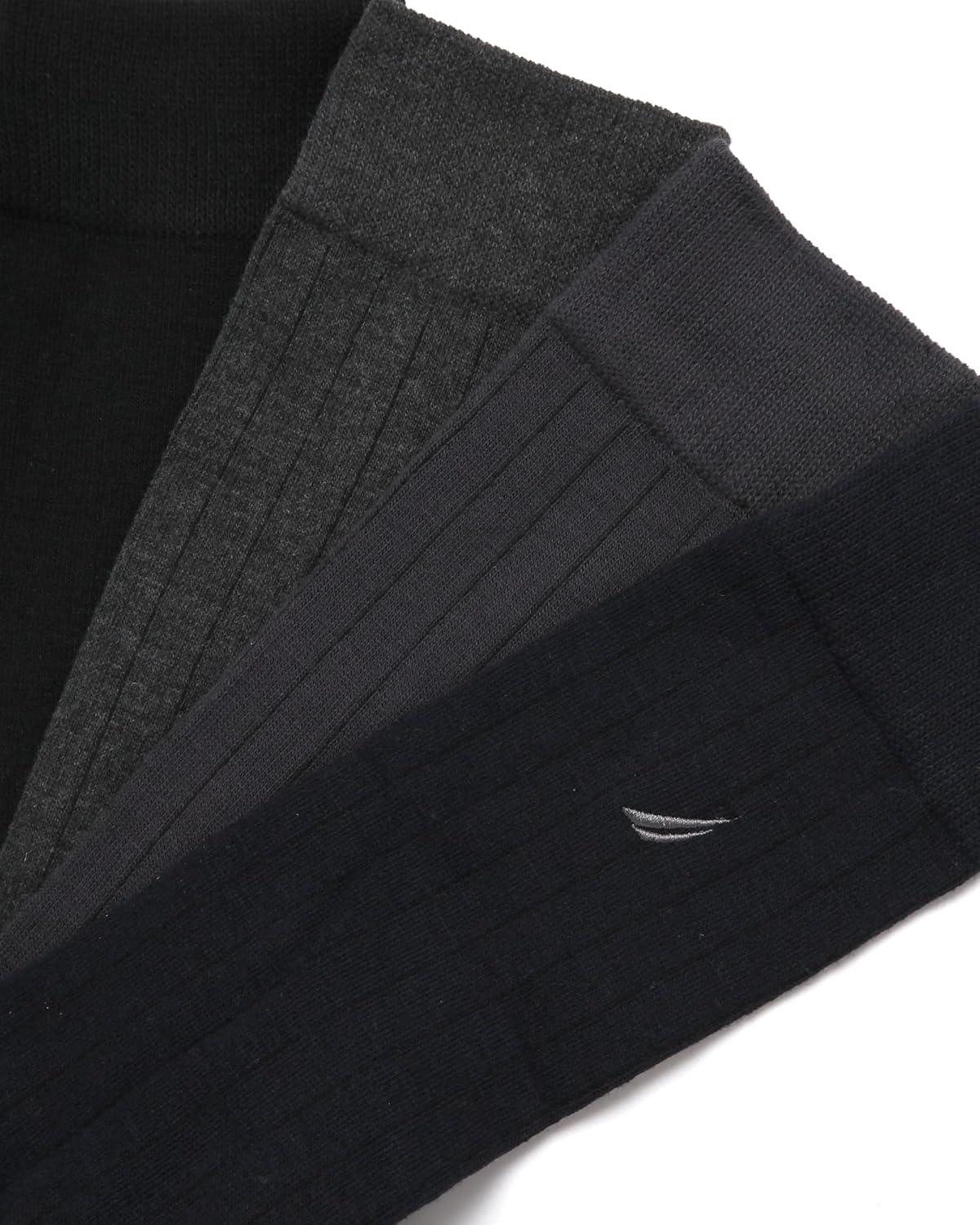 imageNautica Mens Dress Socks 5 Pack Breathable Comfort Stretch CrewLength Work Socks for Men for Business Formal Wear 6125NavyGrayBlack