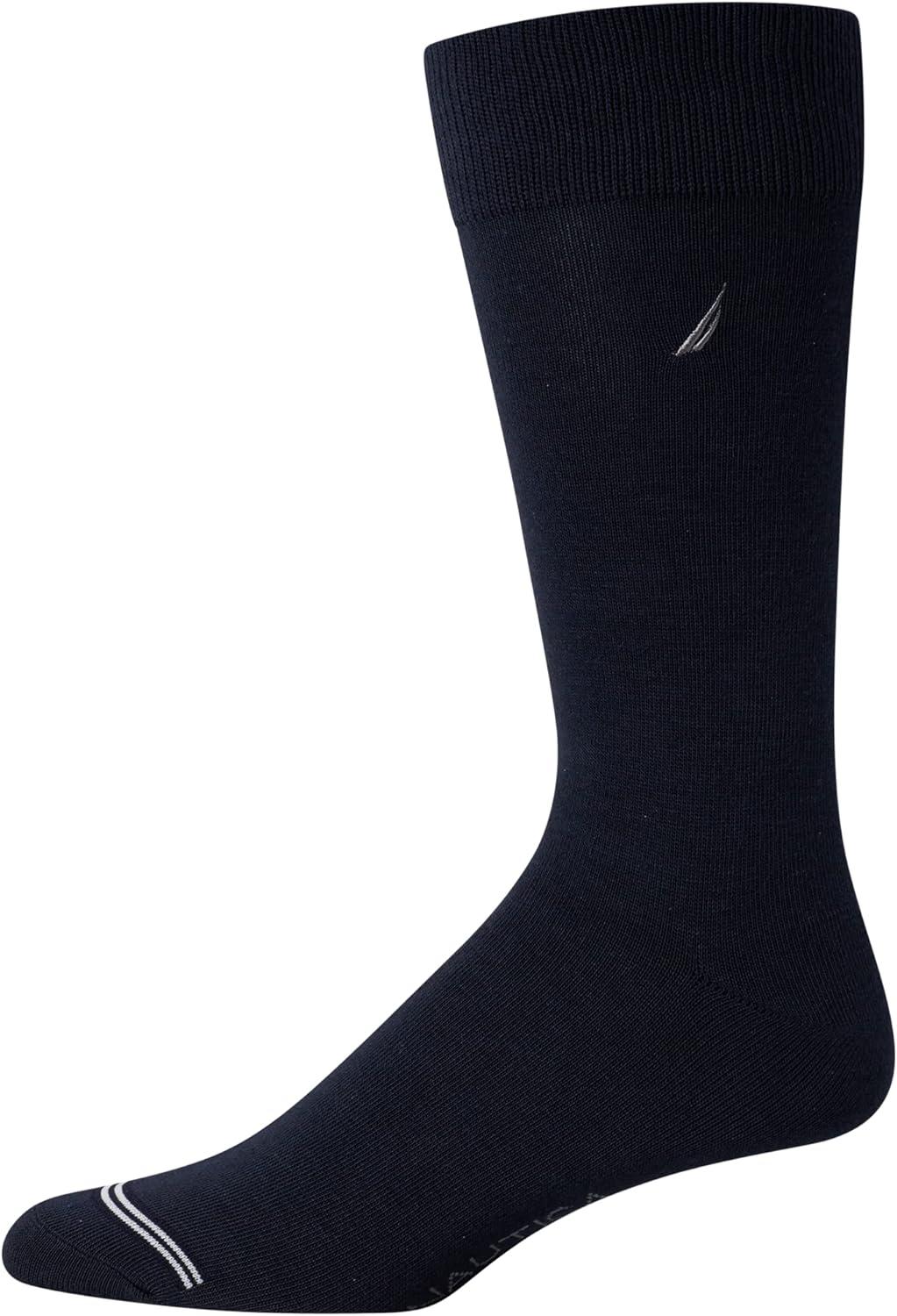 imageNautica Mens Dress Socks 5 Pack Breathable Comfort Stretch CrewLength Work Socks for Men for Business Formal Wear 6125NavyGreyBlack