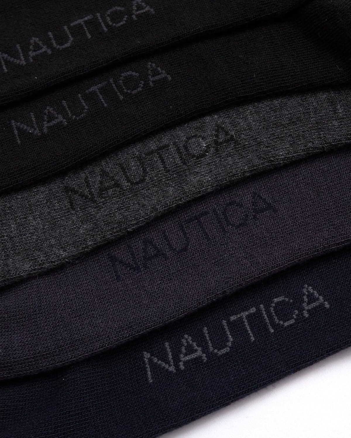 imageNautica Mens Dress Socks 5 Pack Breathable Comfort Stretch CrewLength Work Socks for Men for Business Formal Wear 6125NavyGreyBlack