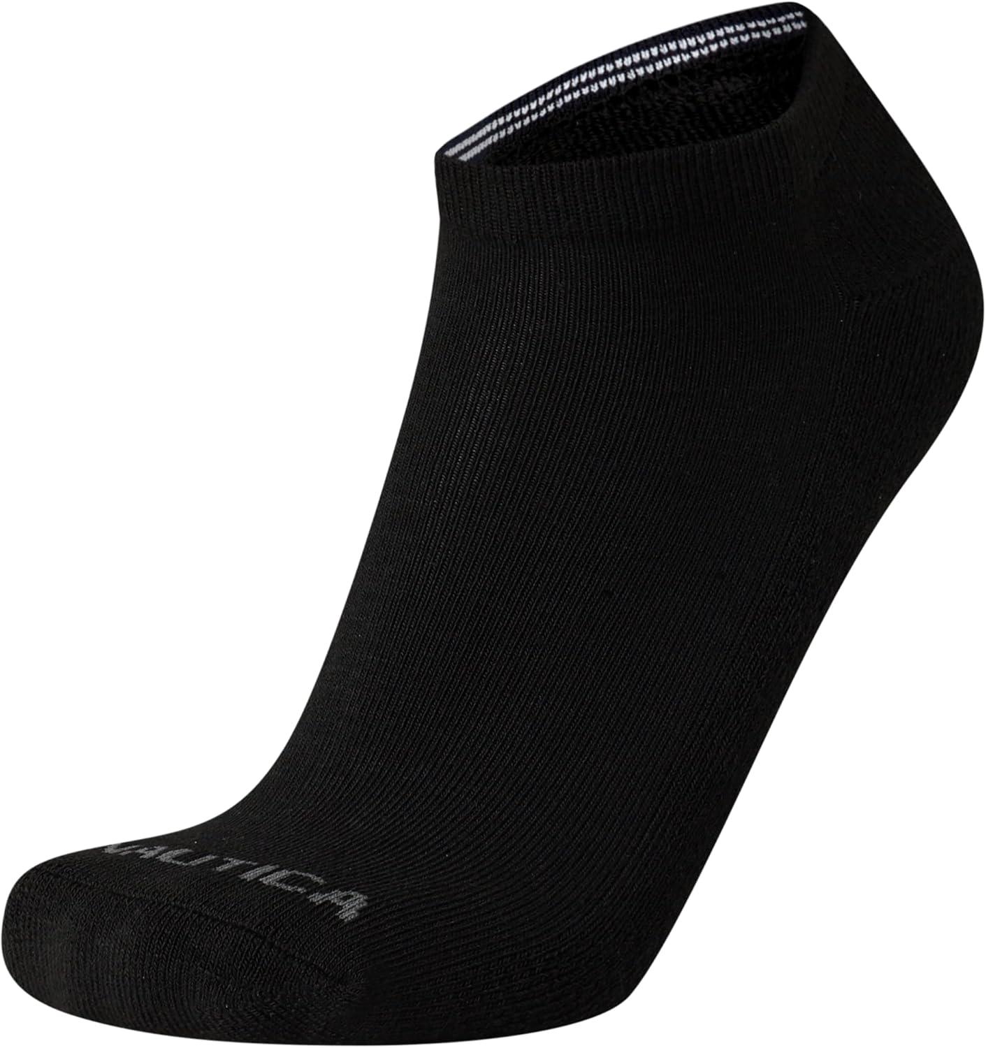 imageNautica Mens Low Cut Socks 8 Pack Soft Stretch Cushioned Athletic Ankle Socks for Men for Sports and Running Size 6125Black