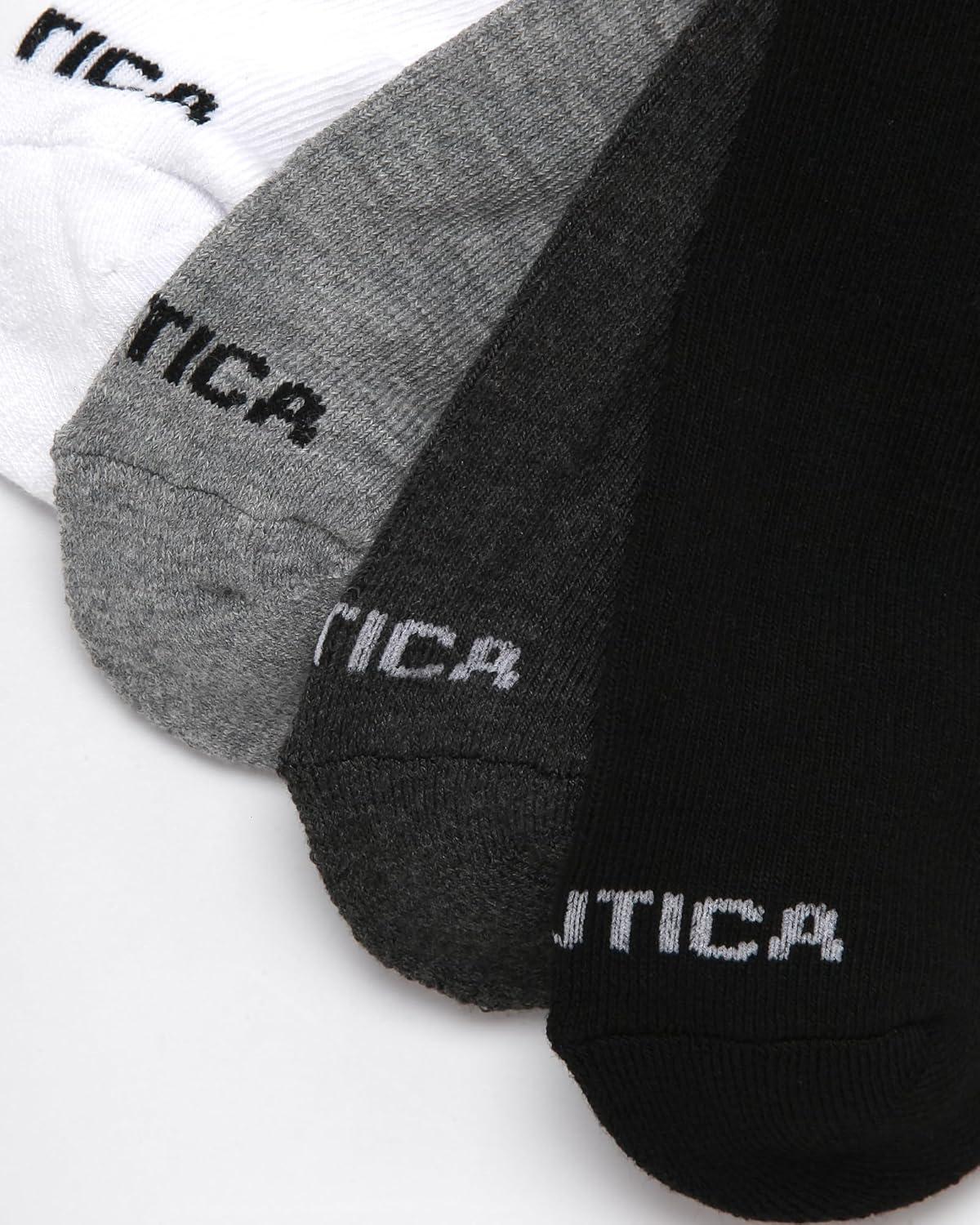 imageNautica Mens Low Cut Socks 8 Pack Soft Stretch Cushioned Athletic Ankle Socks for Men for Sports and Running Size 6125BlackGrayWhite
