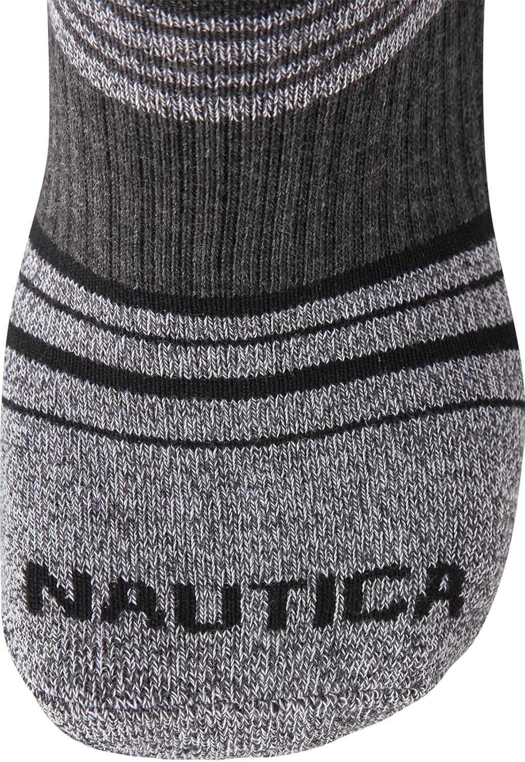 imageNautica Mens Low Cut Socks 8 Pack Soft Stretch Cushioned Athletic Ankle Socks for Men for Sports and Running Size 6125BlackGrey Stripes