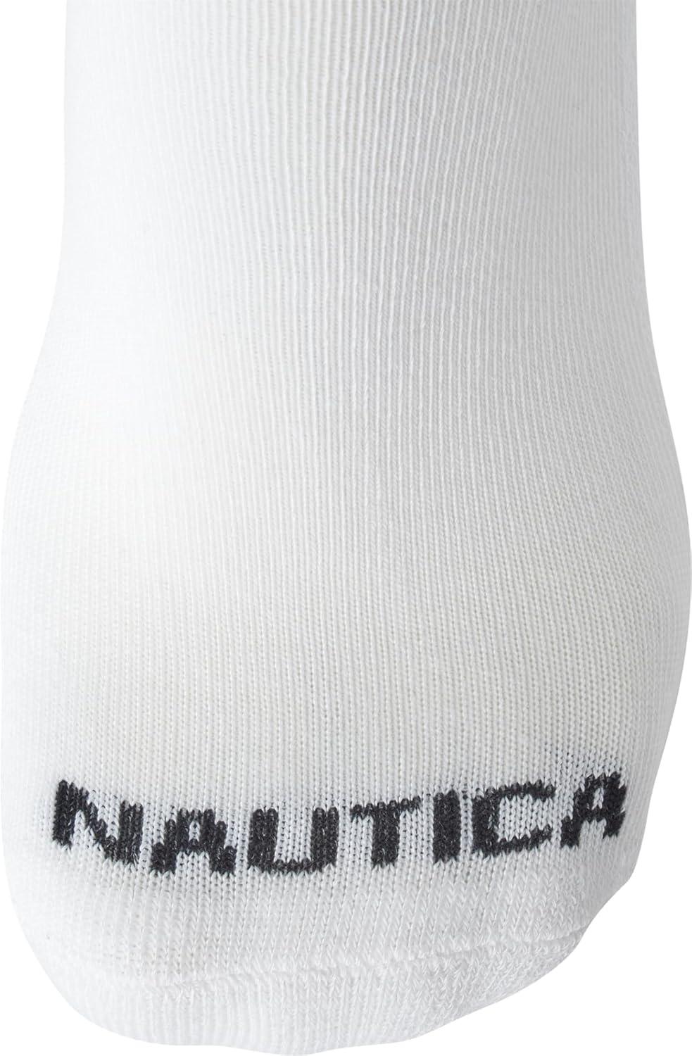 imageNautica Mens Low Cut Socks 8 Pack Soft Stretch Cushioned Athletic Ankle Socks for Men for Sports and Running Size 6125White