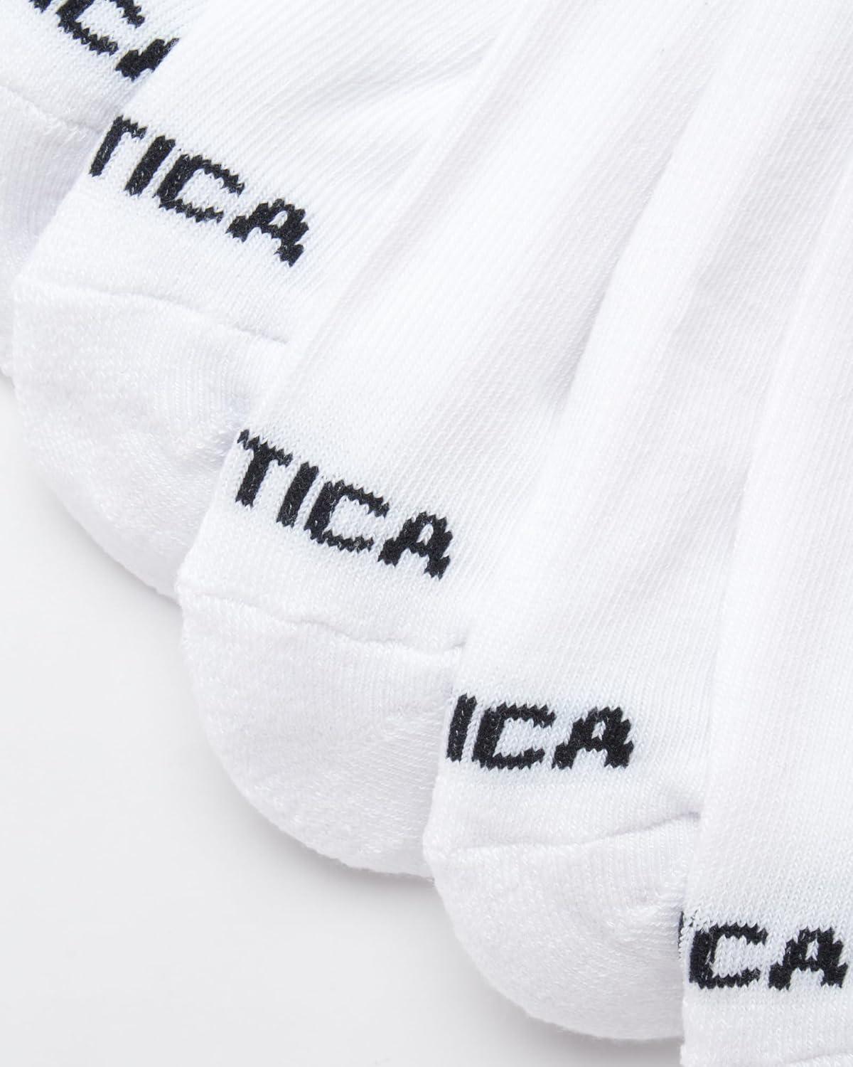imageNautica Mens Low Cut Socks 8 Pack Soft Stretch Cushioned Athletic Ankle Socks for Men for Sports and Running Size 6125White