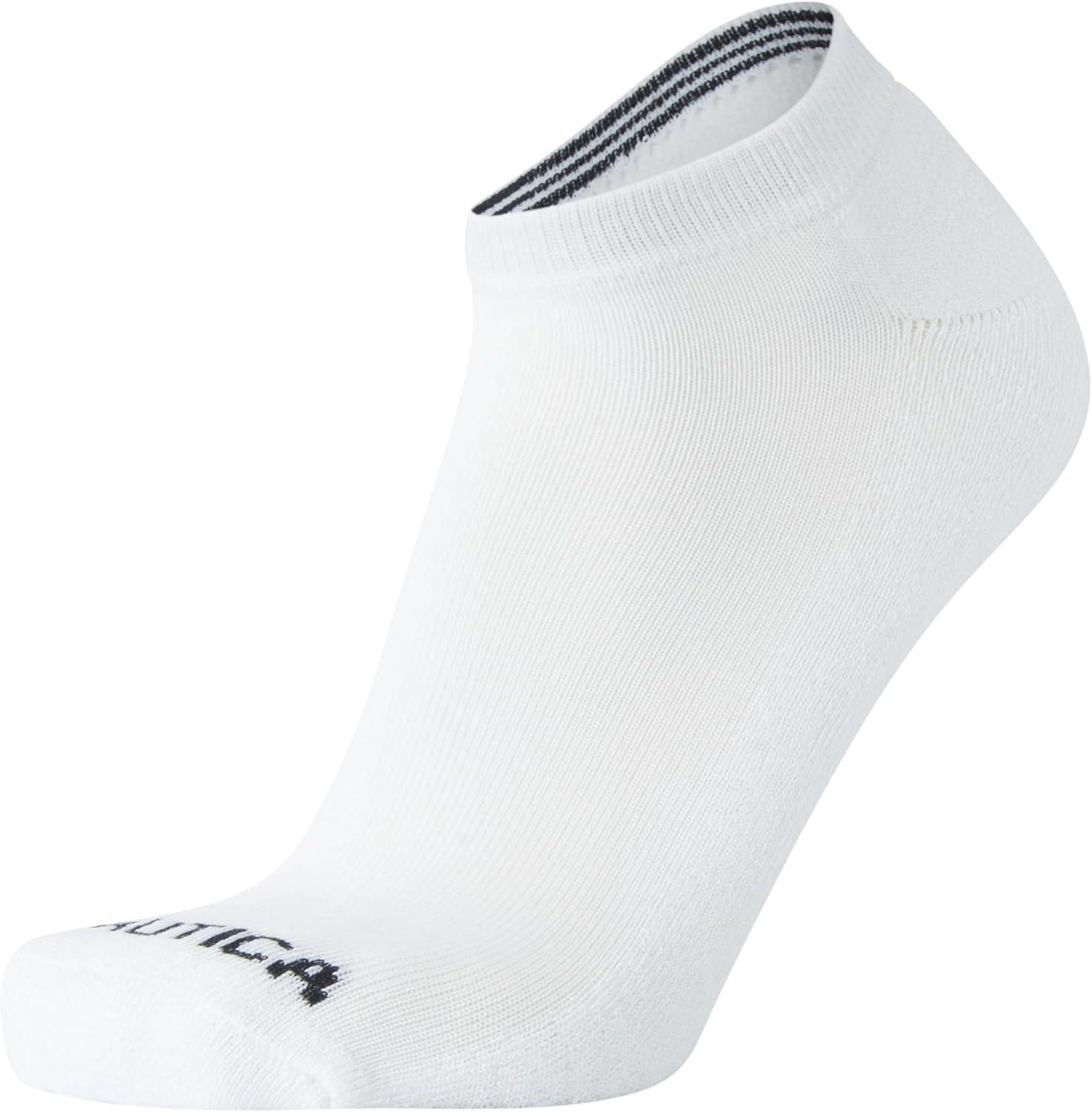 imageNautica Mens Low Cut Socks 8 Pack Soft Stretch Cushioned Athletic Ankle Socks for Men for Sports and Running Size 6125White