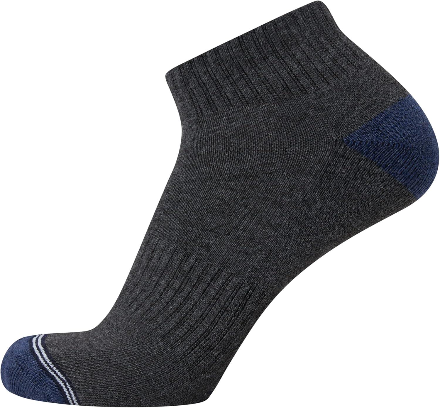 imageNautica Mens Quarter Socks 12 Pack Comfort Stretch Cushioned MoistureWicking Athletic Ankle Socks for Men Sizes 6125GreyNavy
